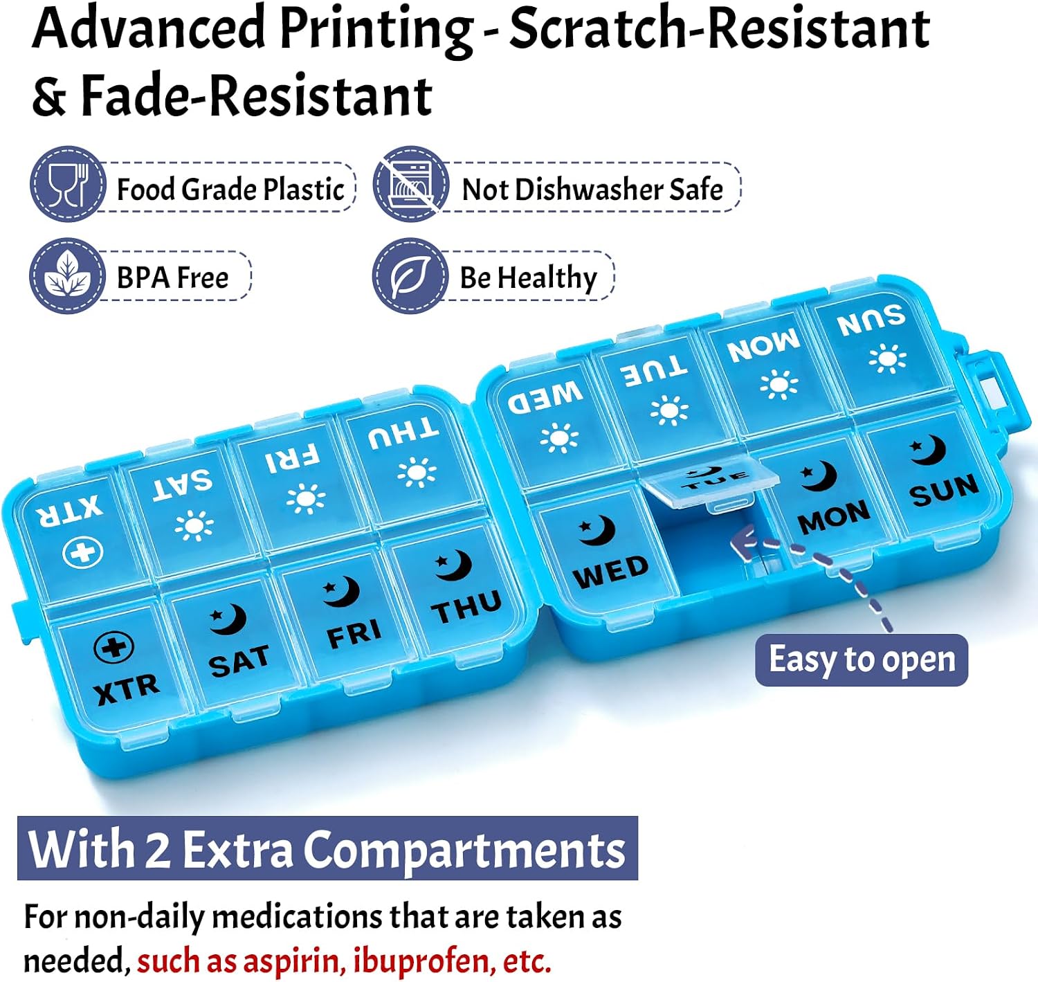 Detalle 2 de Foldable Weekly Pill Organizer 7-Day, 2x Daily ๐