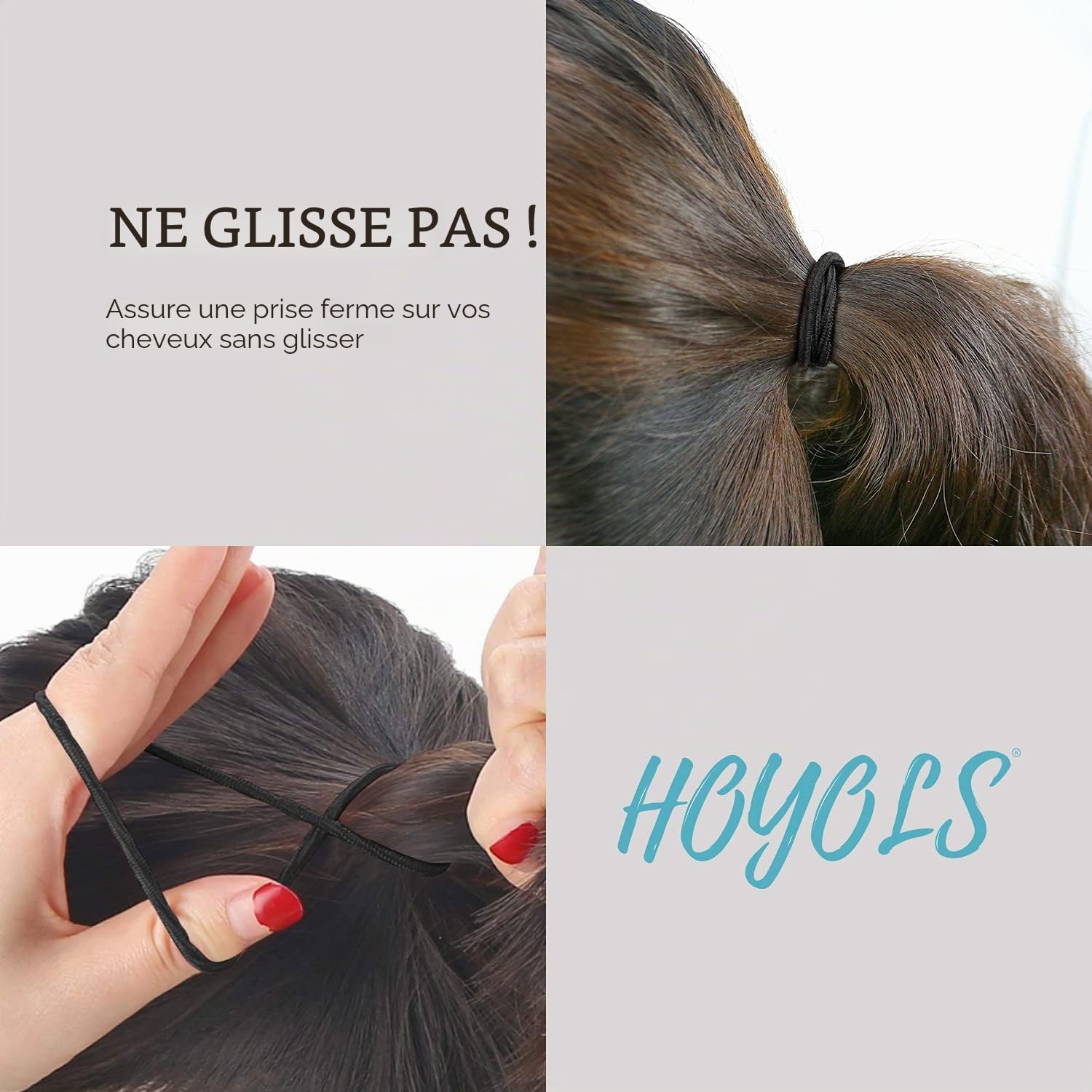 Detalle de HOYOLS Lot de 50 élastiques pour cheveux noirs tressés épais sans métal