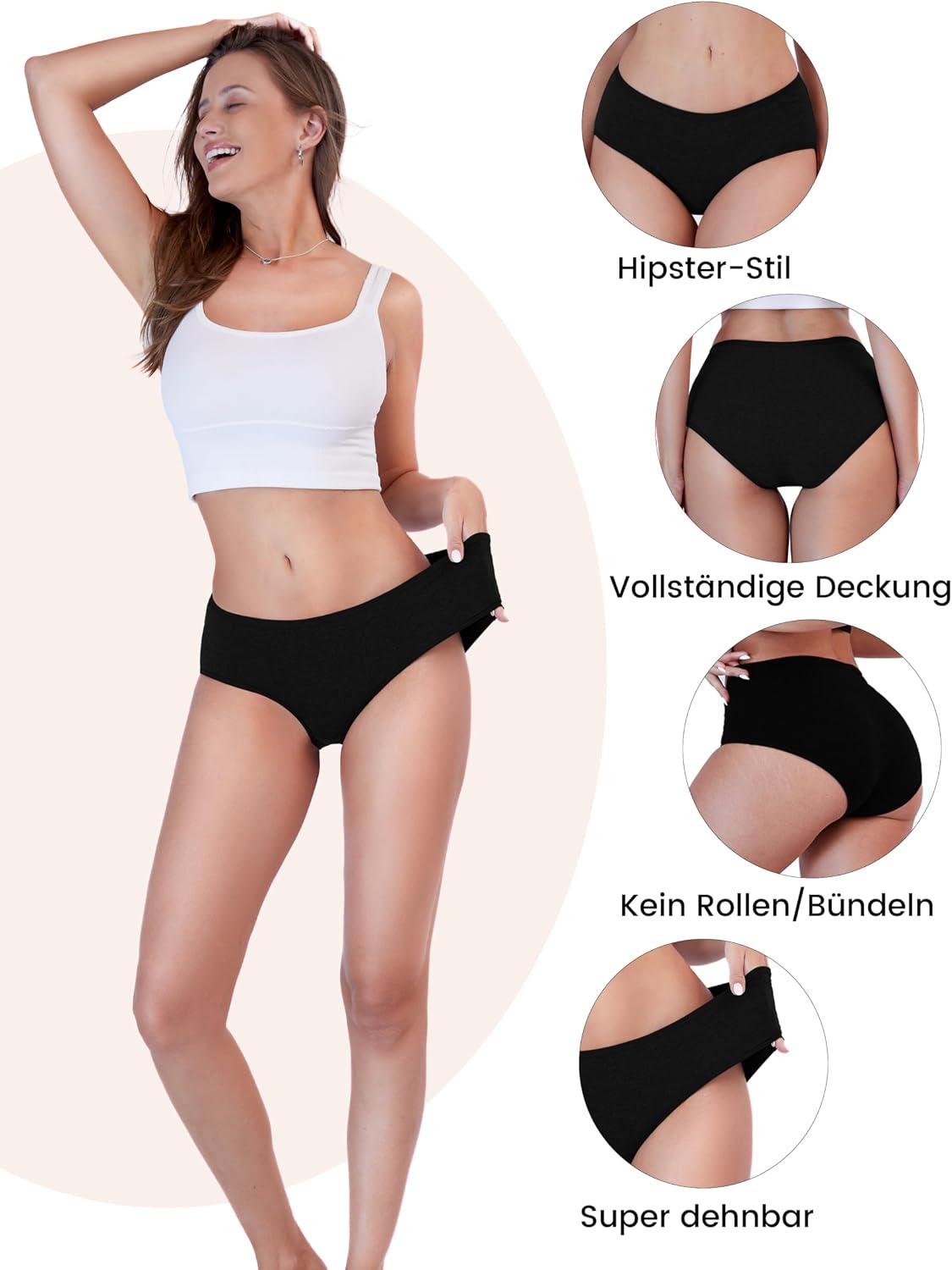 Detalle de TIICHOO Unterhosen Damen Hipster Baumwolle 95% Baumwolle
