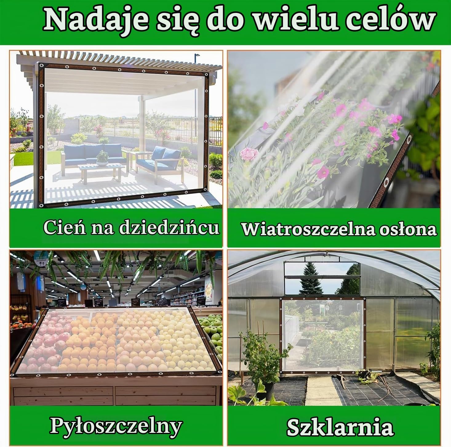 Detalle de MYXKHYLL Tarps Heavy Duty Waterproof – przezroczysta plandeka 2 × 5 m z oczkami