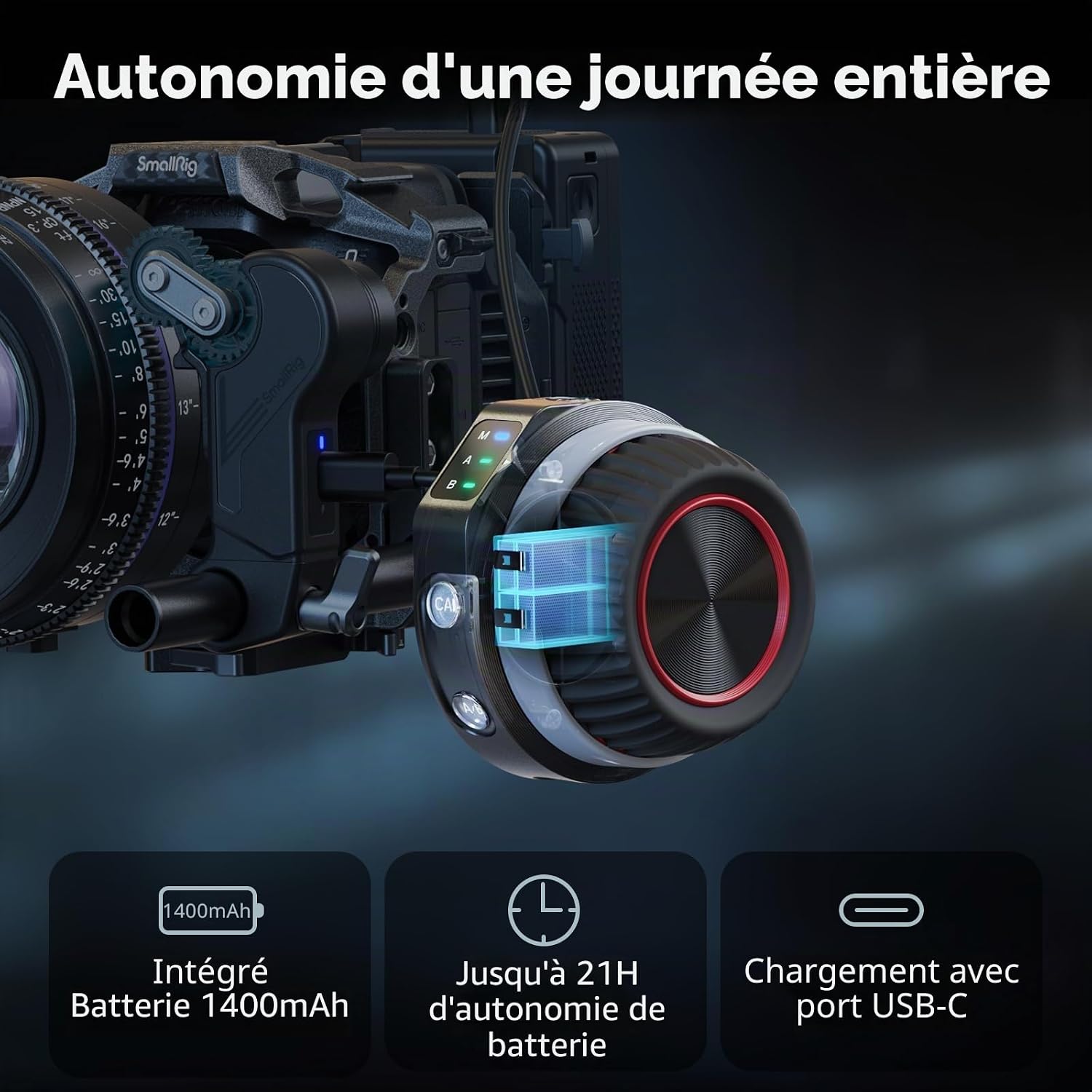 Detalle de SMALLRIG Contrôleur de Volant Sans Fil (Lite) pour Follow Focus – AB sur Une Touche, 21 h d’autonomie