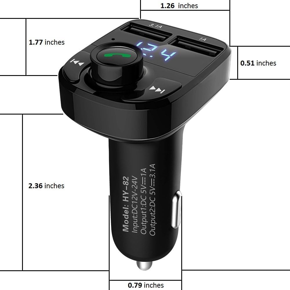 Thumbnail 6 de FM Transmitter, Bluetooth 5.3 Car Adapter with Dual USB Ports and Type-C Fast Charging