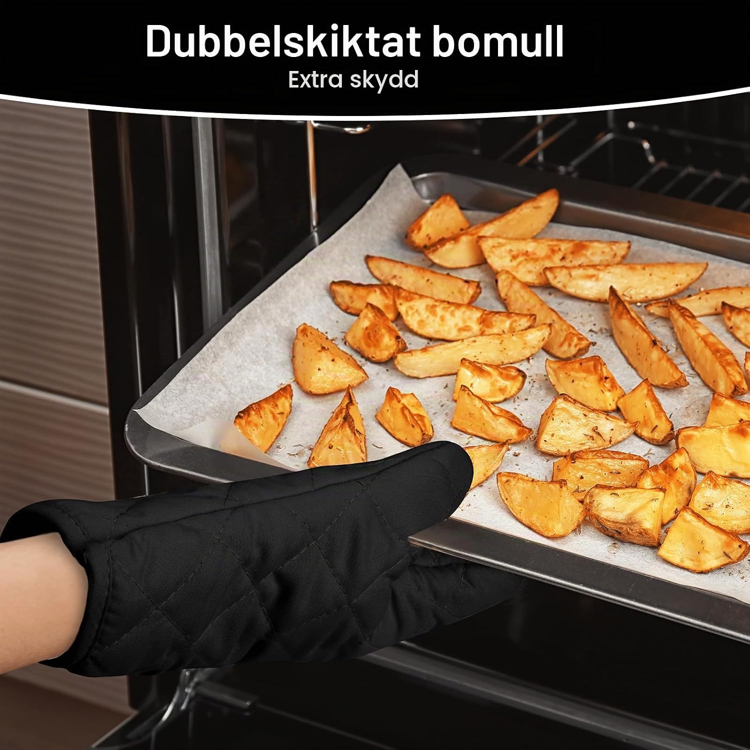 Detalle 2 de AUAUY M1-3385868 ugnsvantar i bomull, tvättbara med halkfritt grepp