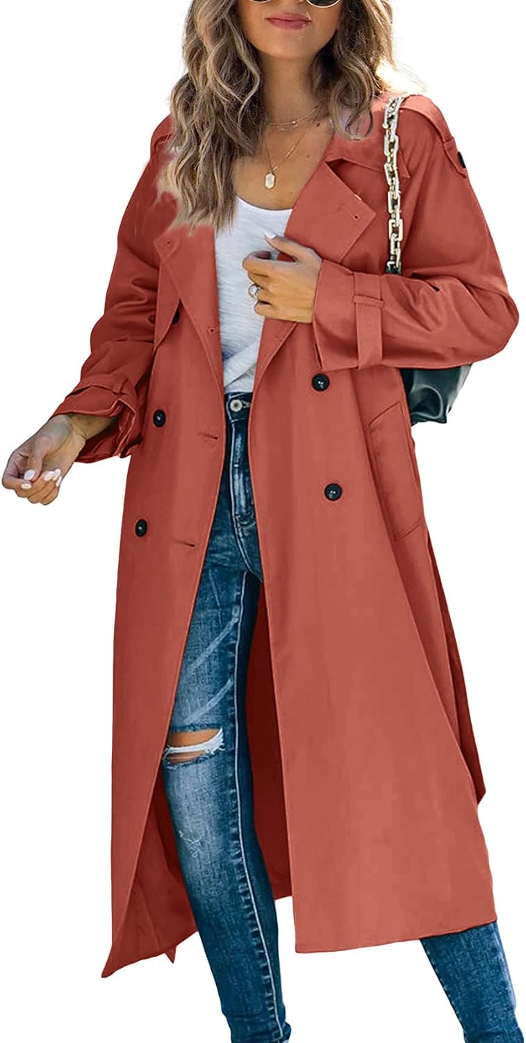 Detalle de Makkrom Women's Double Breasted Trench Coat 🌬