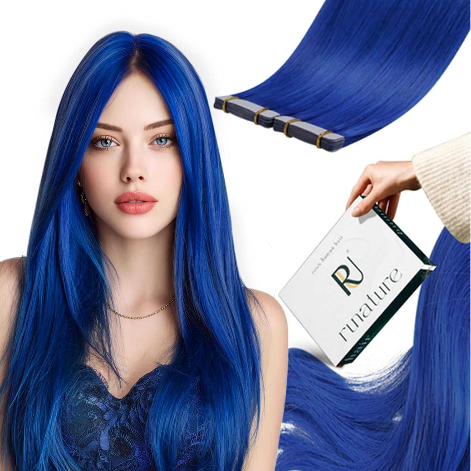 Detalle de RUNATURE Tape Extensions Echthaar 30cm Blau