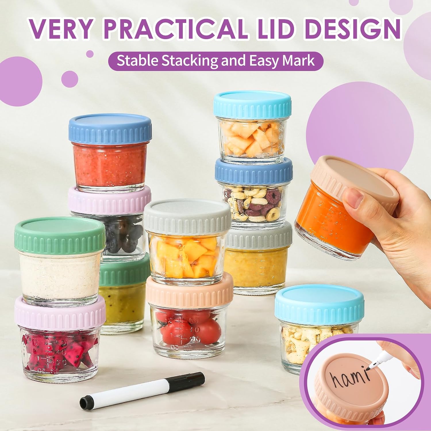 Thumbnail 4 de DRKIO 12-Pack Glass Baby Food Jars ⚙