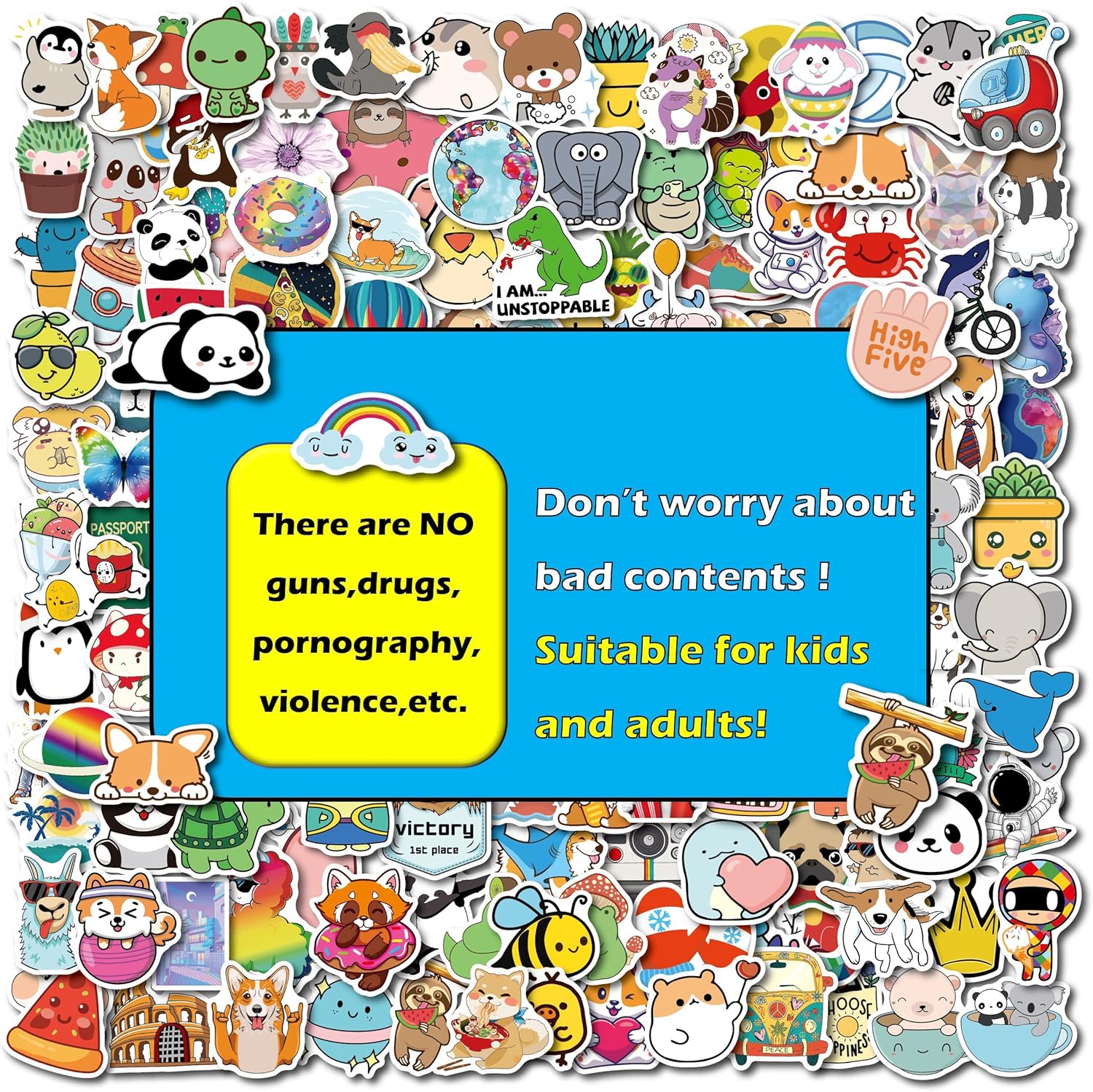 Thumbnail 3 de win4pdlay 200Pcs Water Bottle Stickers for Kids & Teens (Waterproof Vinyl, PVC) for Classroom Decor