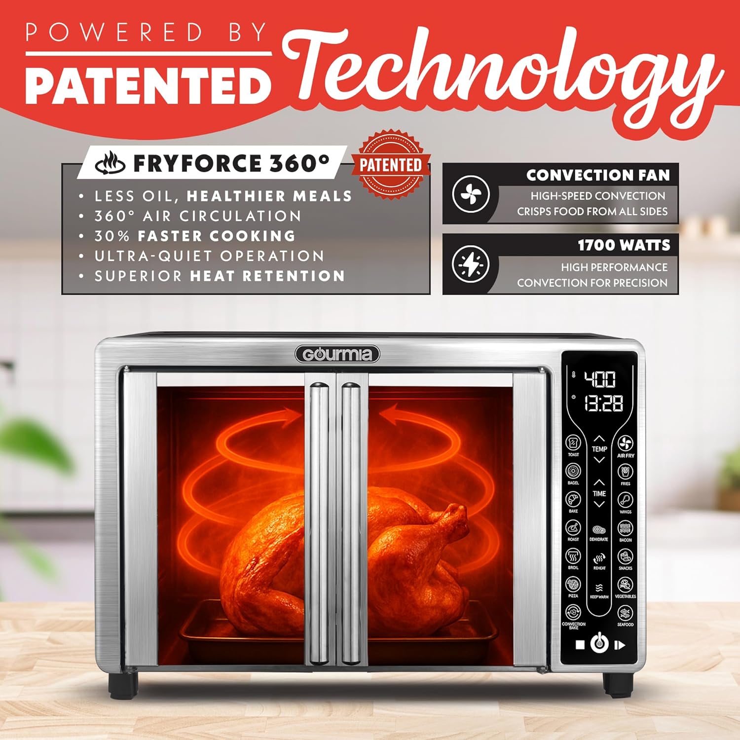 Detalle de Gourmia FryFroce 360° 25-Quart Air Fryer