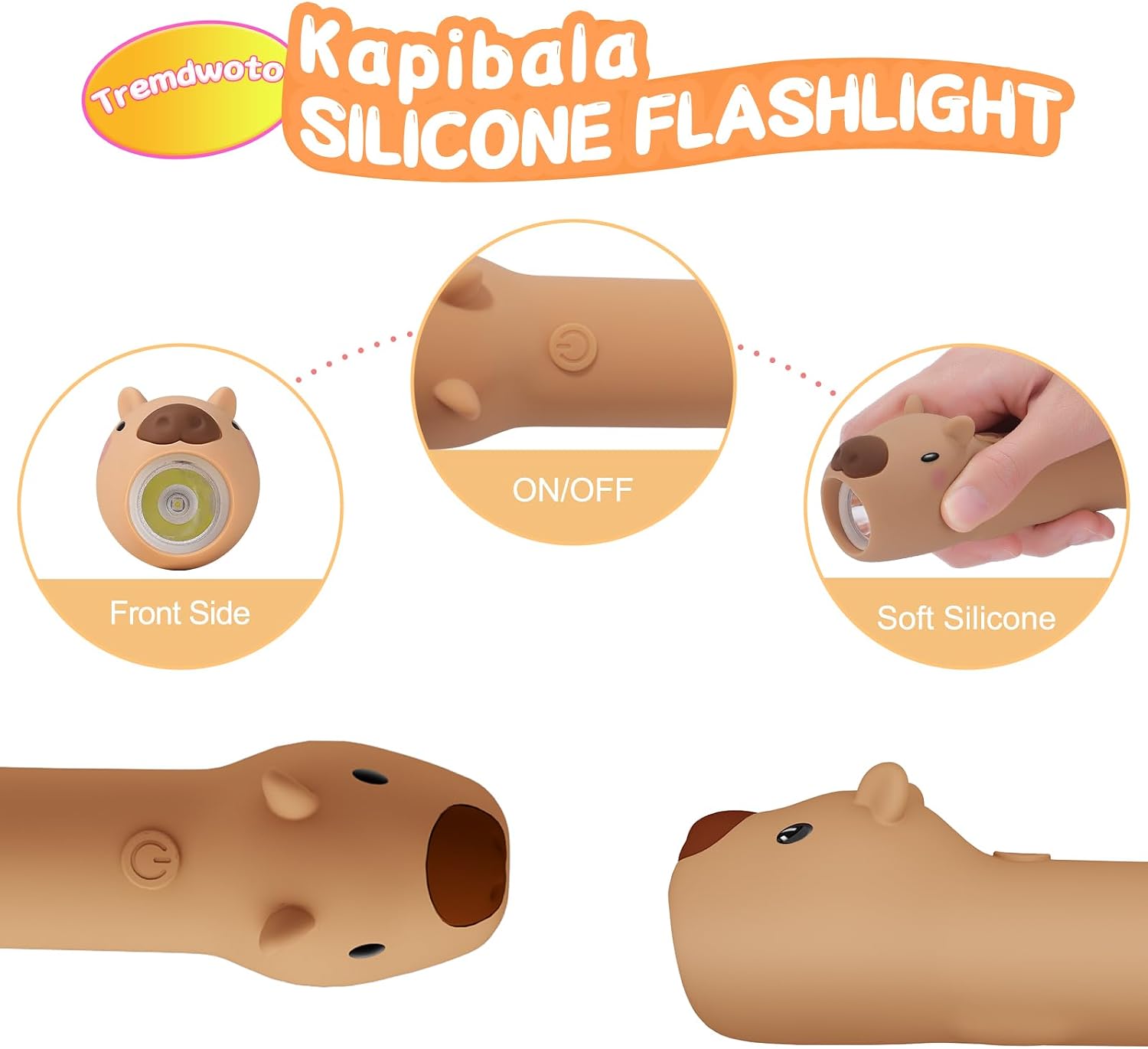 Thumbnail 1 de ZKLiLi Capibala Kid’s Rechargeable Flashlight (silicone, USB-C) for camping and outdoor exploring