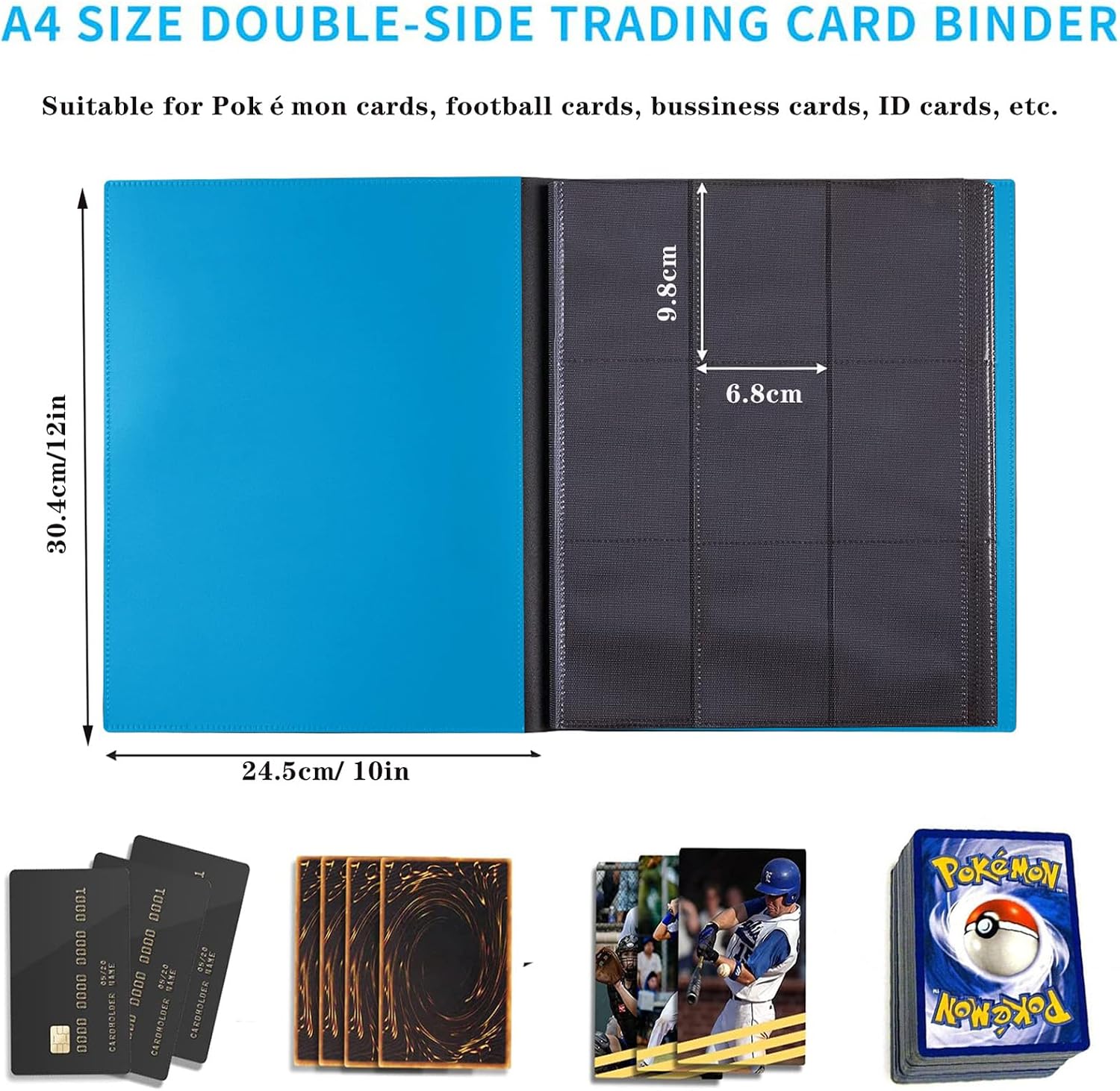 Thumbnail 1 de WAIZHIUA 9 Pocket Card Binder – 216-Pocket PU Leather Style Card Album with Elastic Strap