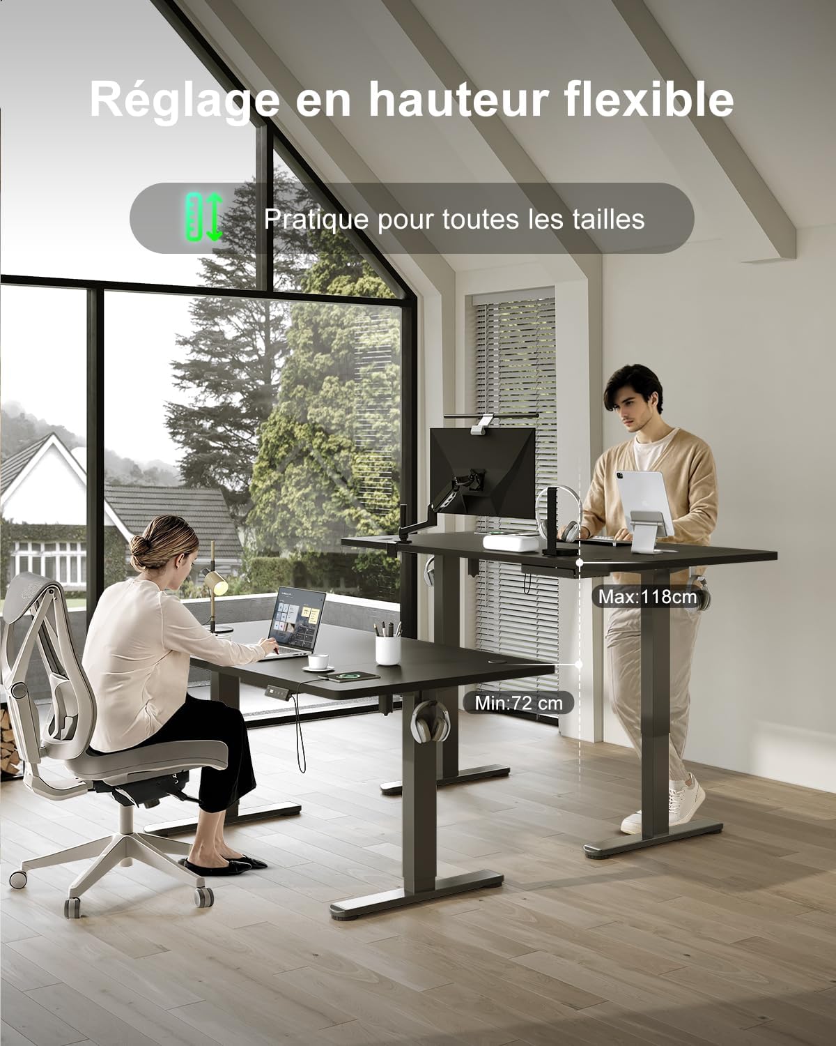 Detalle de Devoko 0428 elektrisch zit-sta bureau 160 x 80 cm met geheugenstanden