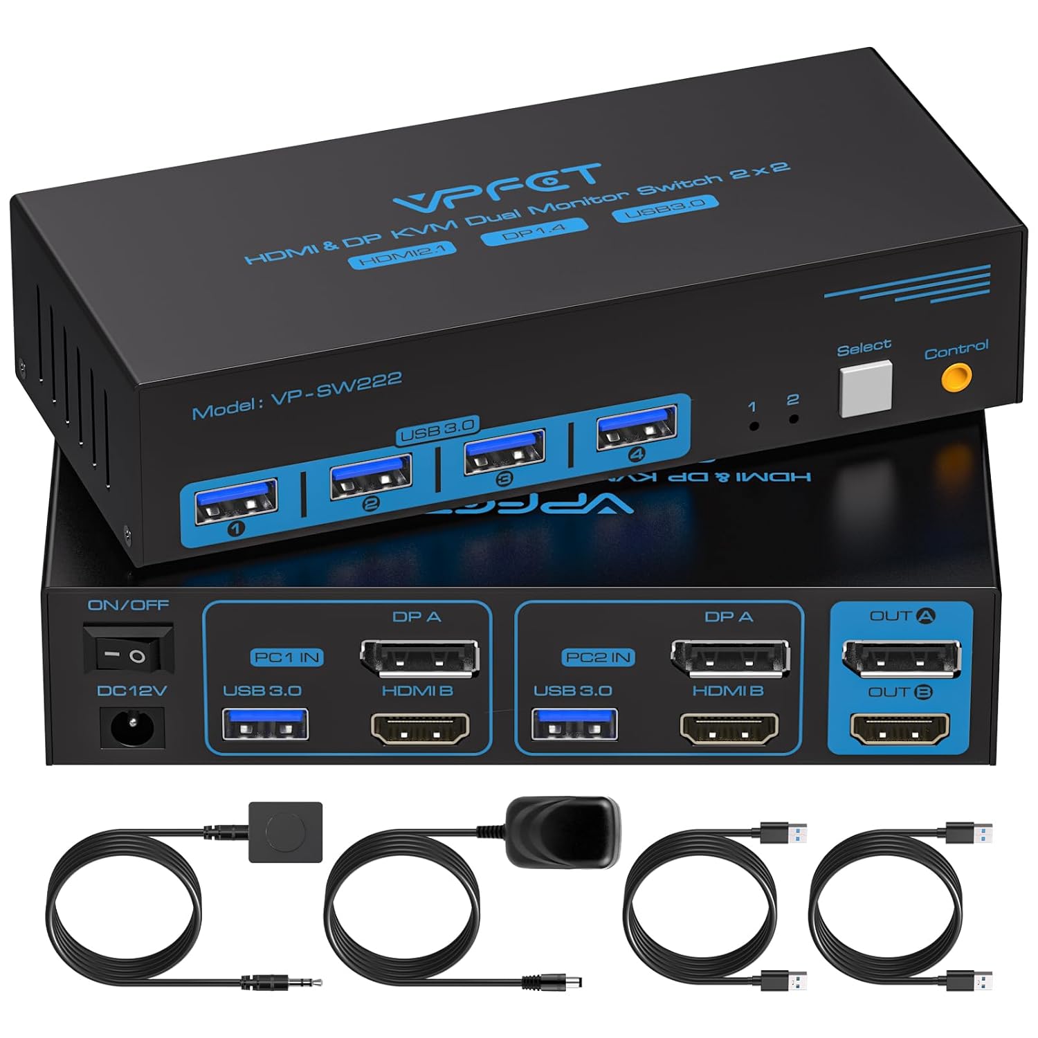 CMSTEDCD 8K60Hz Dual Monitor KVM Switch