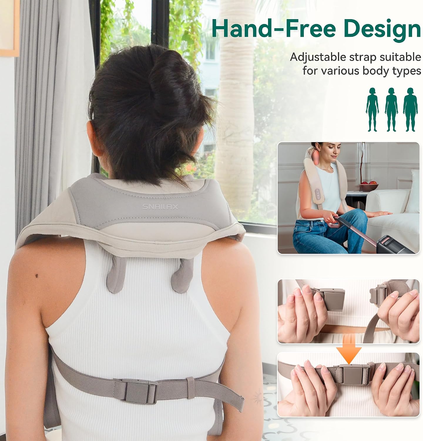 Thumbnail 4 de Snailax 4D Wireless Massaggiatore cervicale con Calore – massaggio shiatsu per collo, spalle e schiena