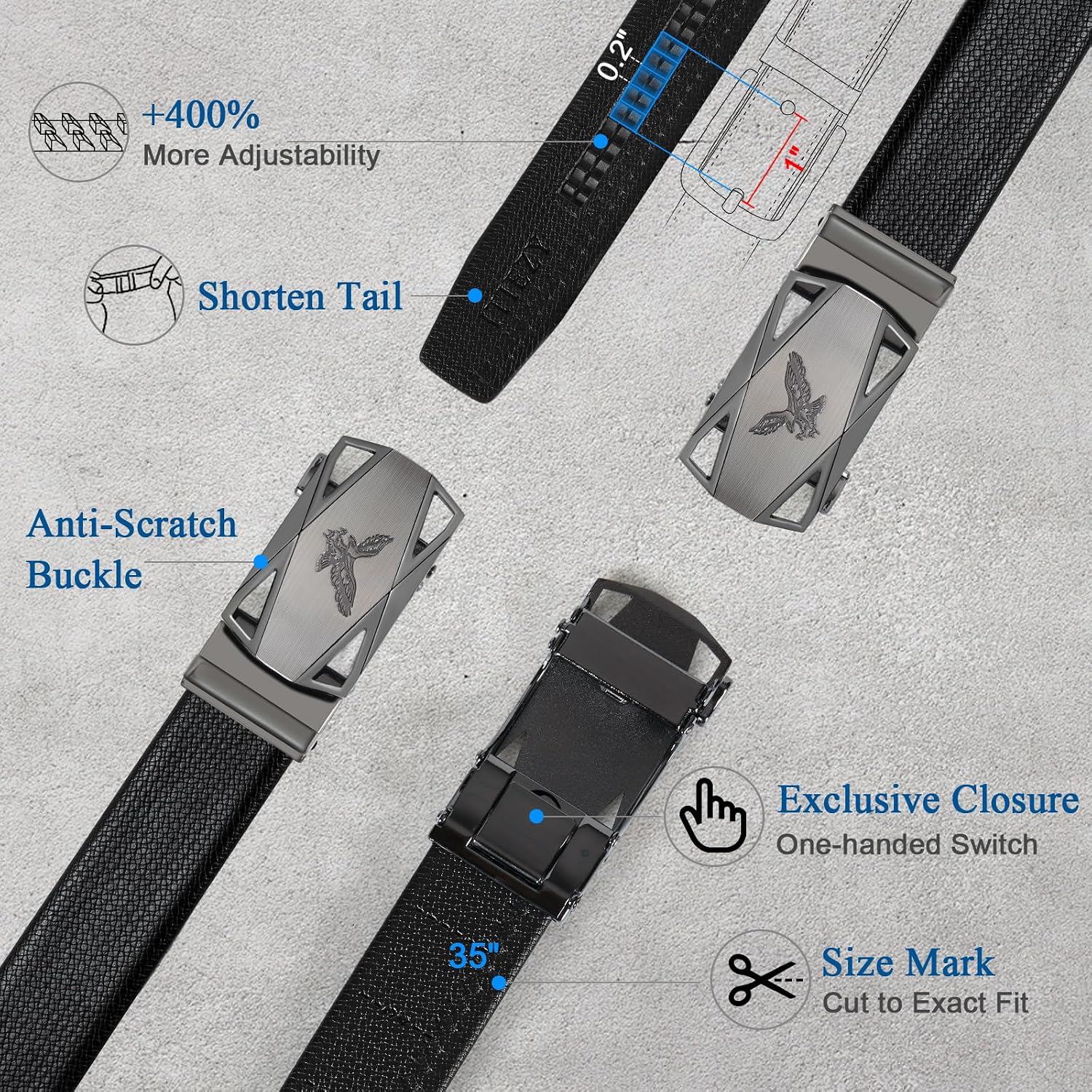 Detalle 2 de ITIEZY Ceinture Homme Cuir 35 mm