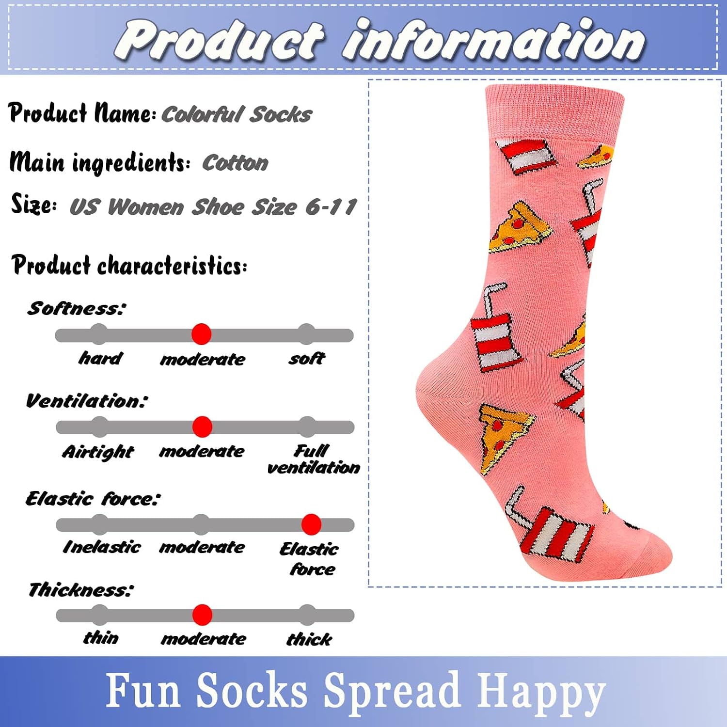 Detalle 2 de Facefuture Bunte Baumwolle Socken Crew