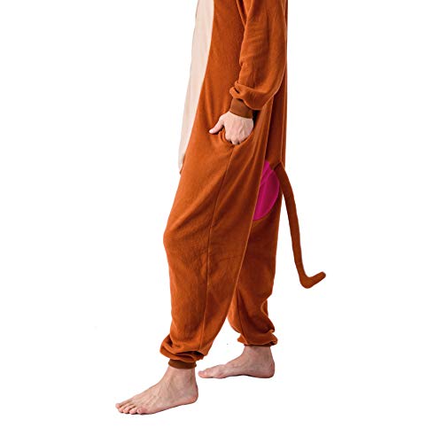 Detalle de Spooktacular Creations Adult Monkey Costume Jumpsuit, Medium, Plush Fleece with Hat and Tail
