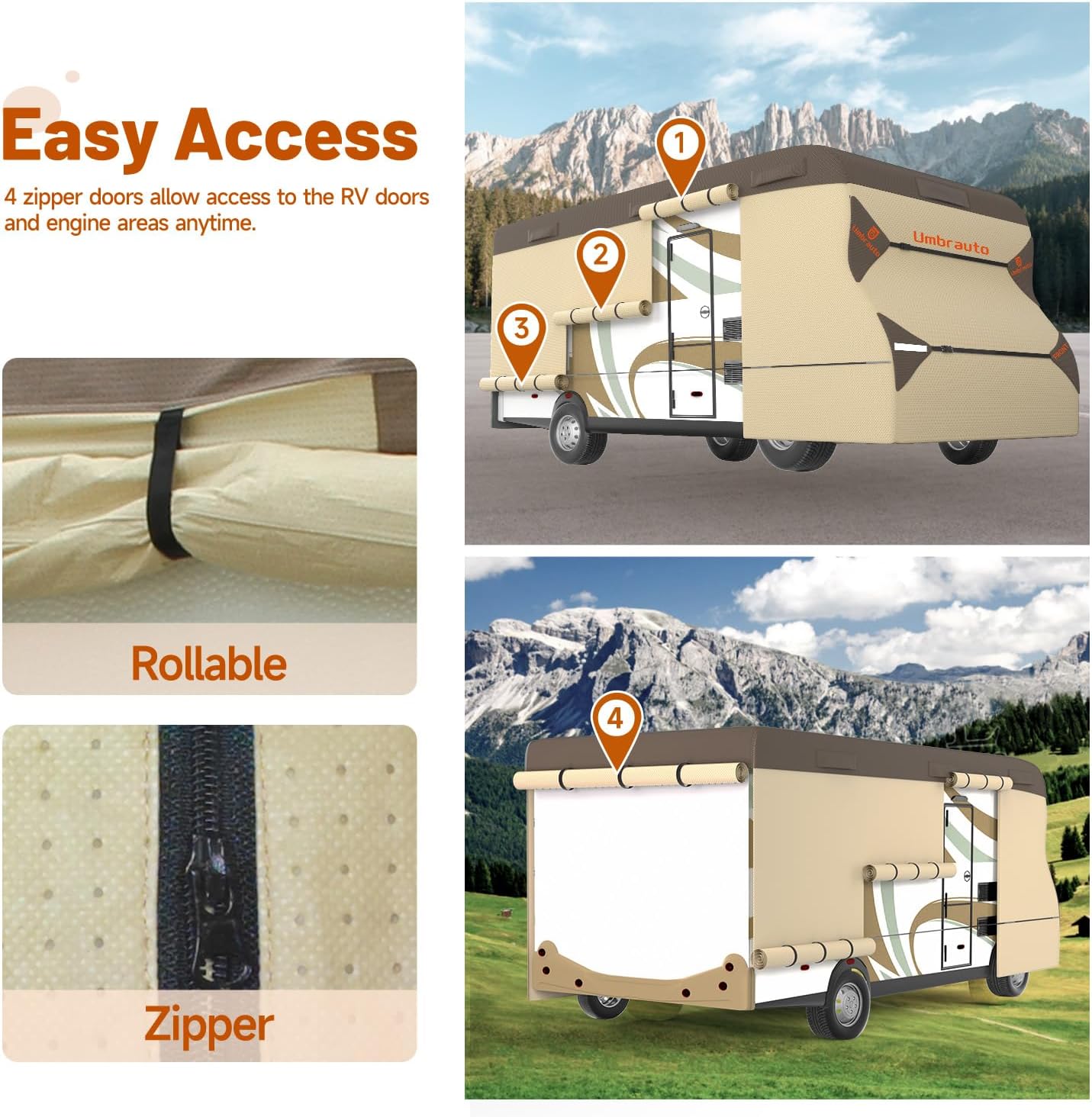 Thumbnail 2 de Umbrauto Class C RV Cover 26'–29' with 9-Layer Top, Windproof & Breathable Design