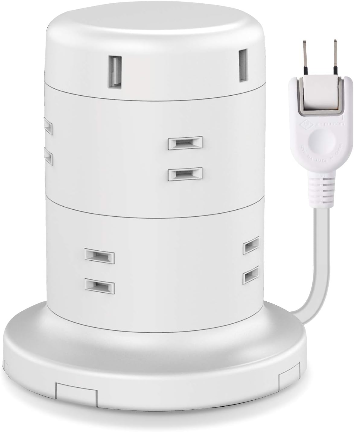 Detalle de エレコム ECT-0620WH タワー型電源タップ 8個口・USB-A 5ポート・雷ガード付き