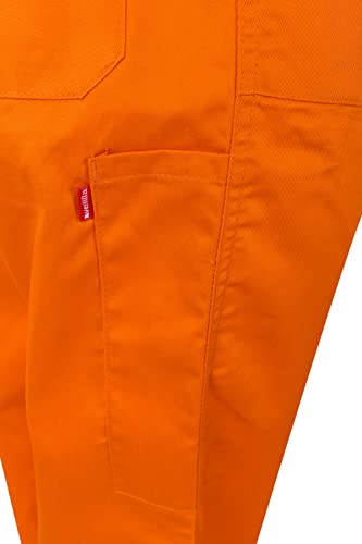Detalle de Mono Velilla 214 modelo italiano en naranja (talla 60): con cierre doble cursor y 5 bolsillos