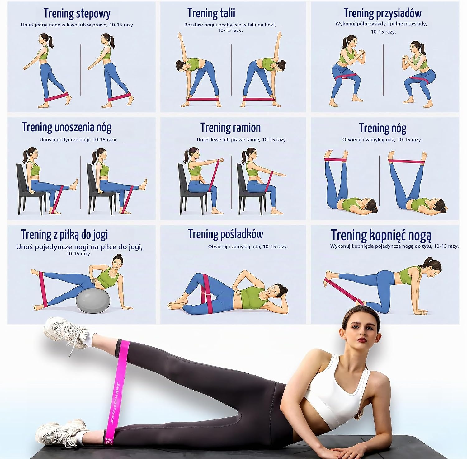 Detalle 2 de JAKKOFOXX Resistance Bands – taśmy oporowe w pętli, 5 poziomów oporu