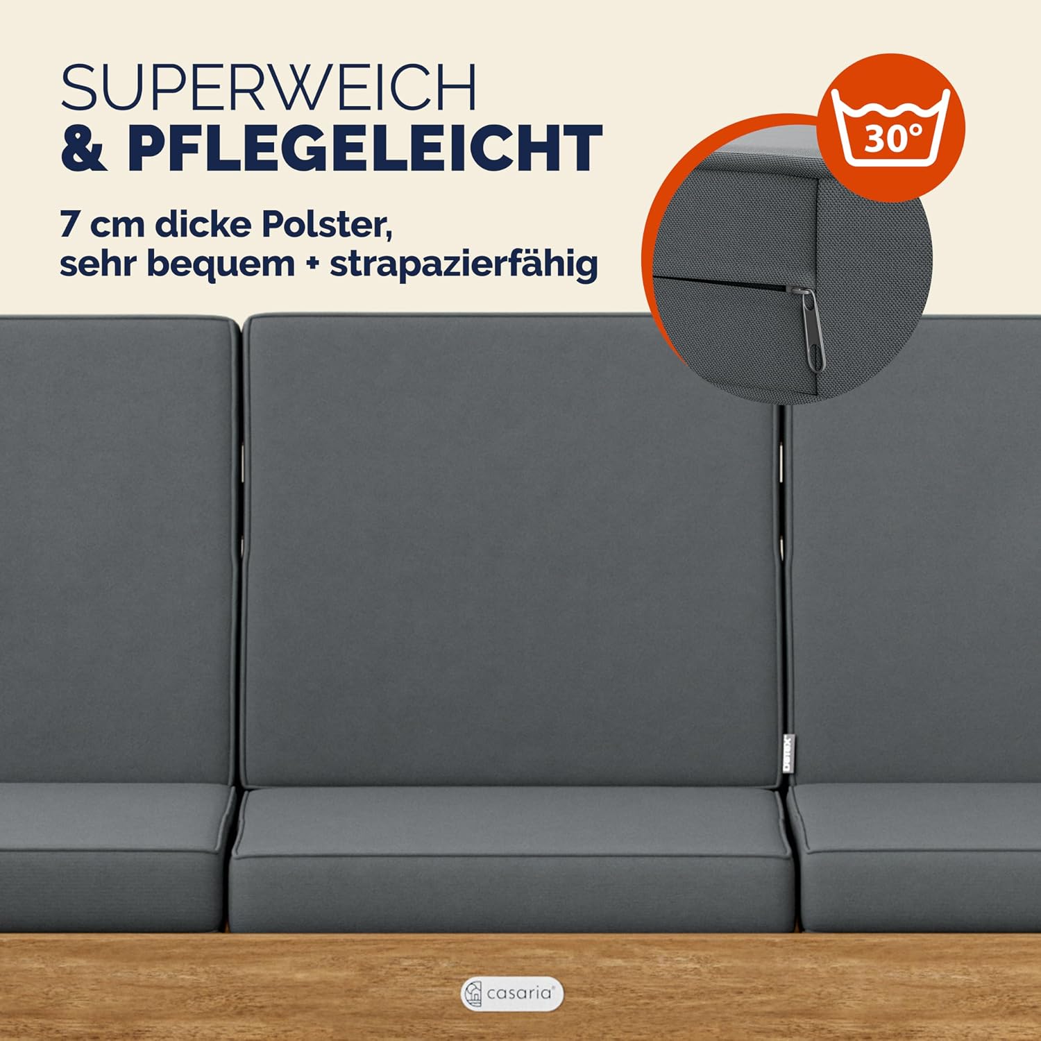 Thumbnail 3 de Casaria Gartenbank Wetterfest Holz mit Tisch 200x50 cm – 3-Sitzer, FSC Akazie, klappbar