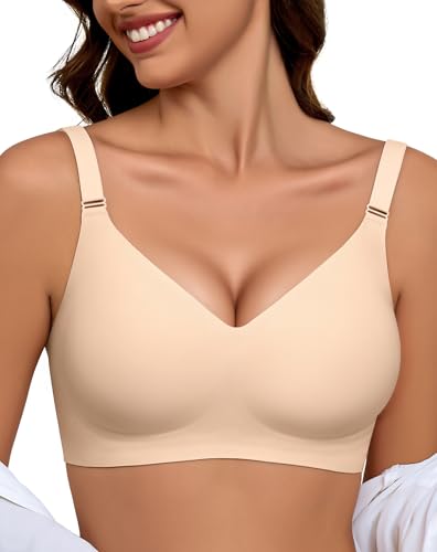 EIISSION Sujetador sin Aros Mujer – Reductor Push Up con Relleno, Talla XL