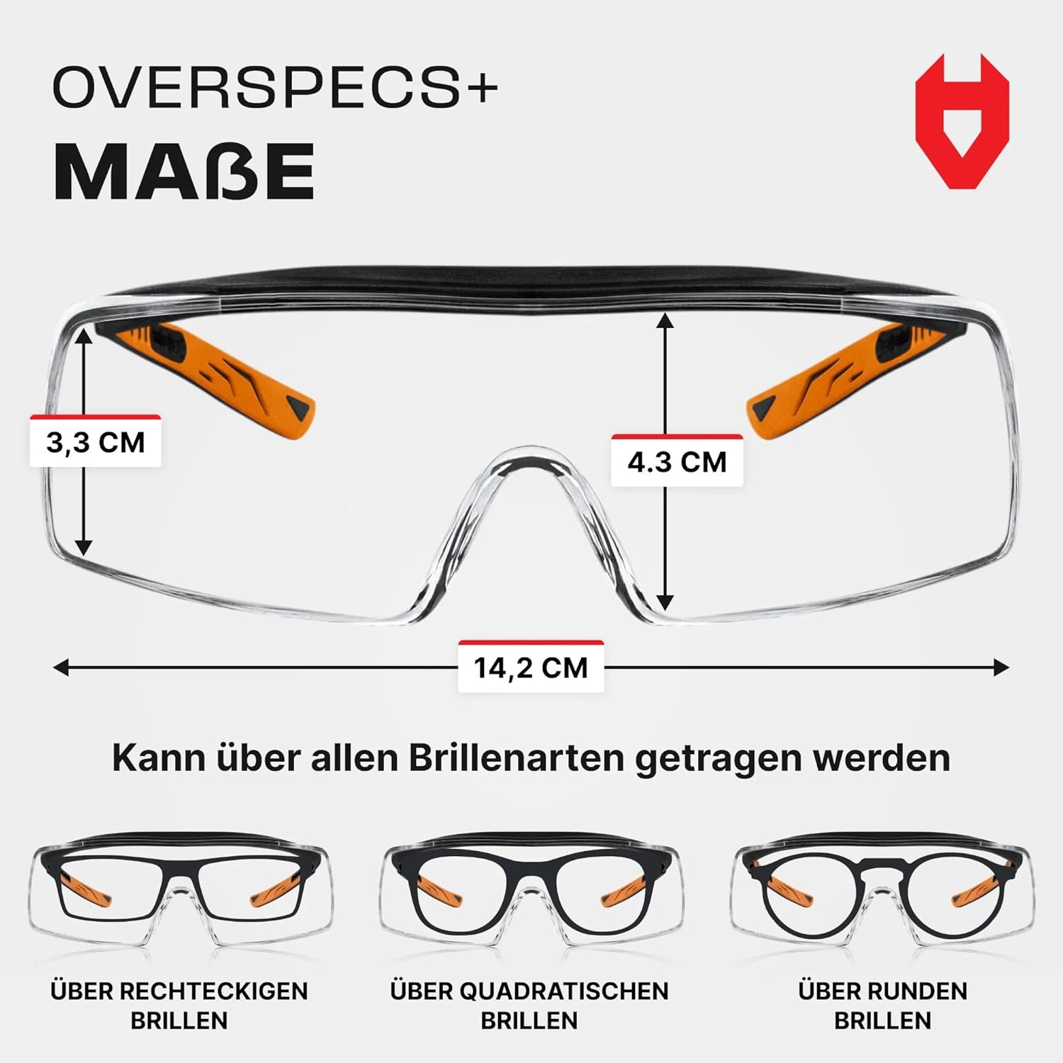 Thumbnail 6 de NoCry Sicherheits-Überbrille mit kratzbeständigen Gläsern, Seitenschutz und 400 UV-Schutz (EN166/EN170/EN172/EN175) – schwarz/oranger Rahmen