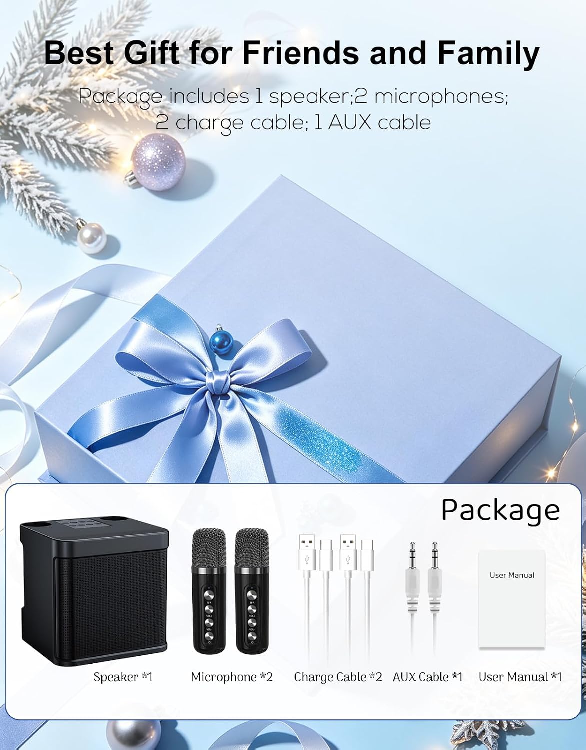 Thumbnail 6 de MUMUWIND MMF-203B karaokeluidspreker met 2 draadloze microfoons, Bluetooth en USB