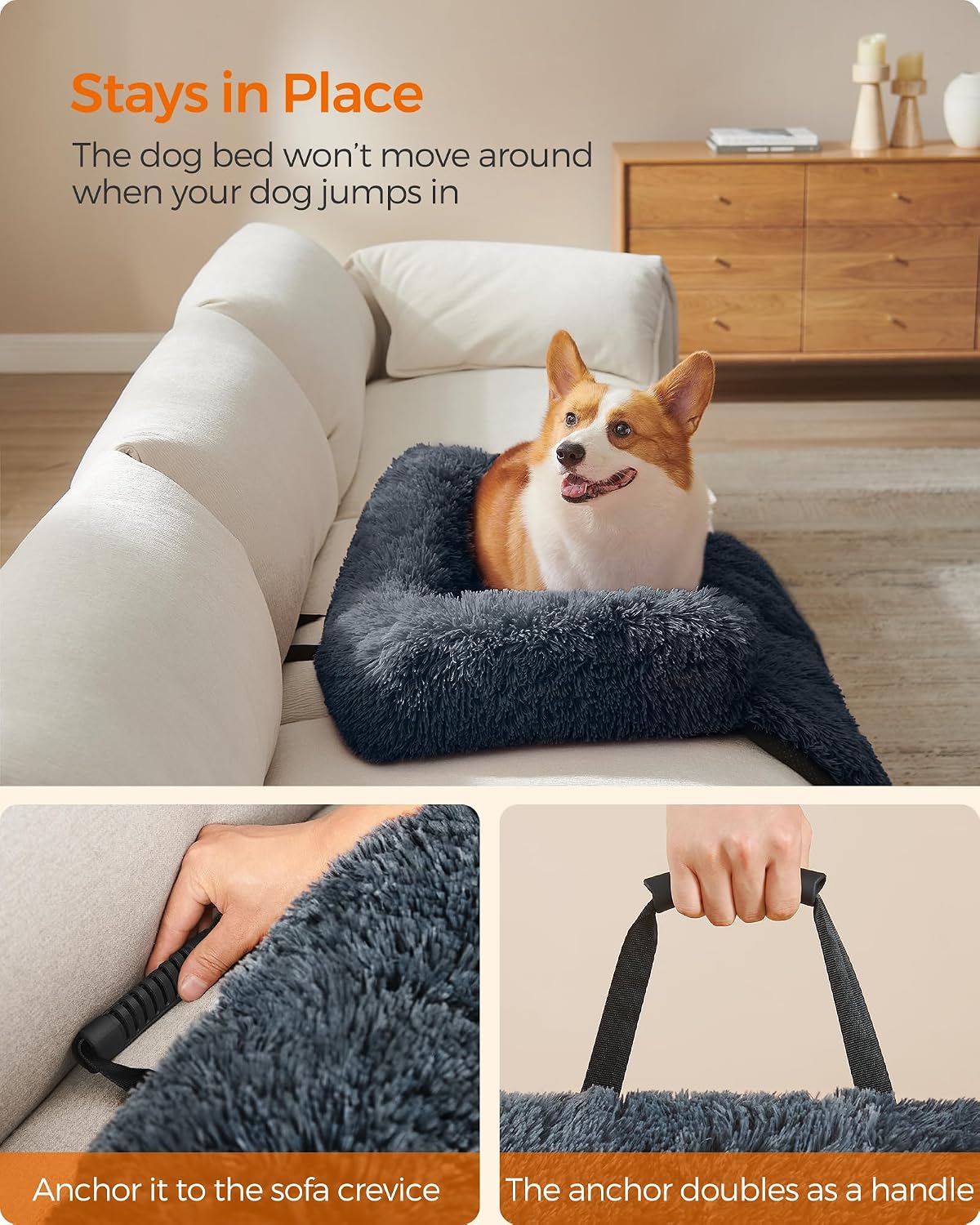 Thumbnail 5 de FEANDREA FluffyHug PGW222G02 Dog Sofa Bed, Dark Grey, 95 x 85 x 16 cm