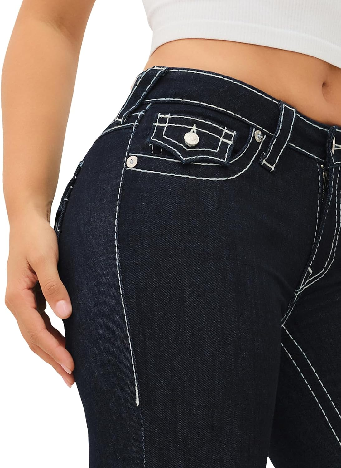 Detalle de True Religion Women's Becca Mr Boot Cut Flap Jeans