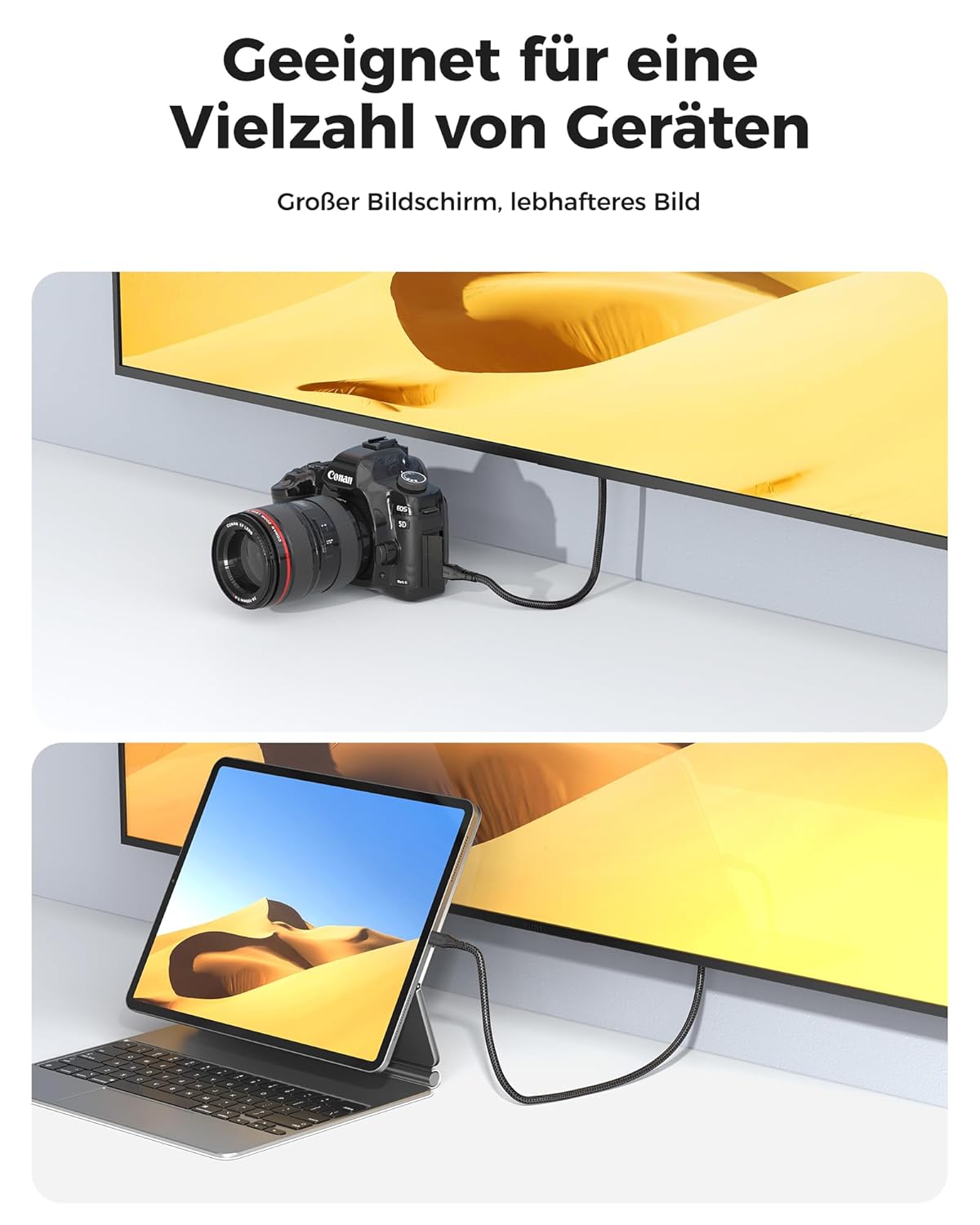 Thumbnail 6 de Cratree 8K Micro HDMI auf HDMI 2.1 Kabel 1M – Hochgeschwindigkeits-Adapter für GoPro, Sony, Canon & mehr