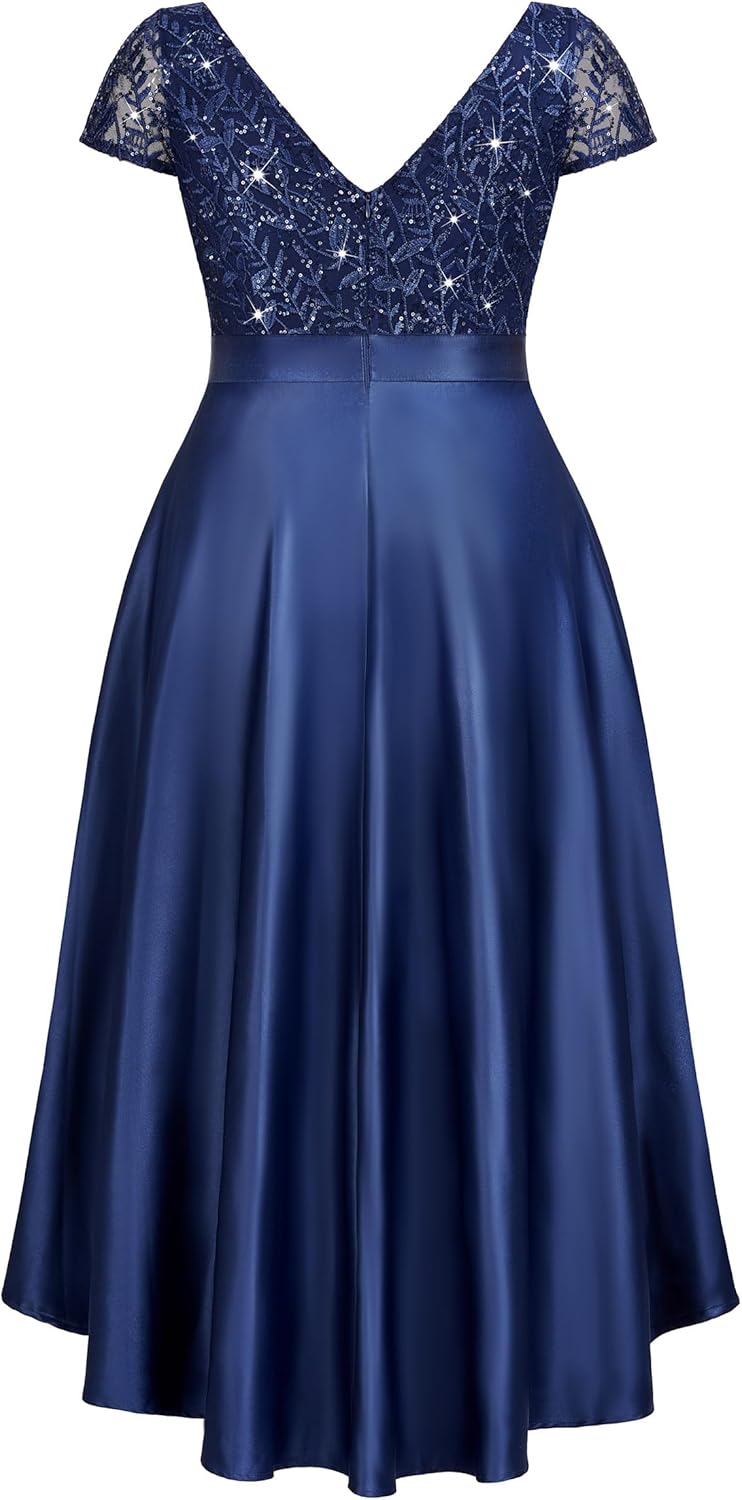 Thumbnail 5 de MISSMAY Plus Size Vintage Double V-Neck Embroidery Sequin Evening Dress