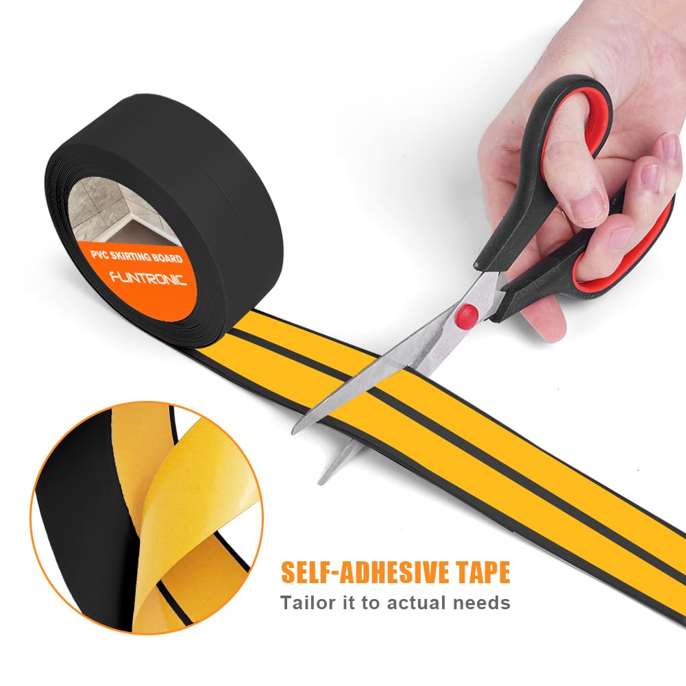 Detalle de Flintronic Bath Sealant Strip 5M Self-Adhesive PVC Tape (Black, 19 x 19mm) for Bathroom, Kitchen and More