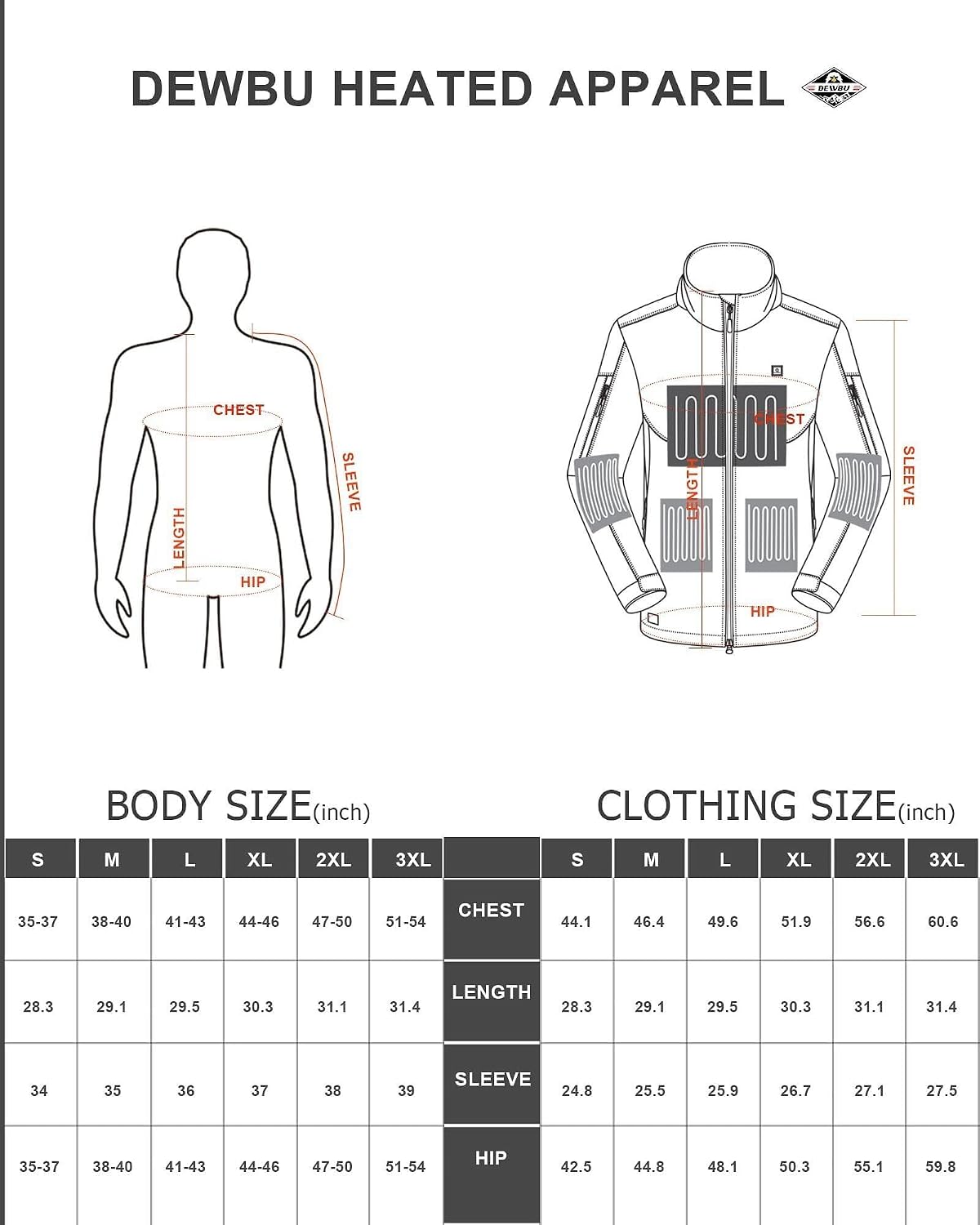 Thumbnail 6 de DEWBU Men's 12V Heated Jacket with Five Heat Zones and Detachable Hood