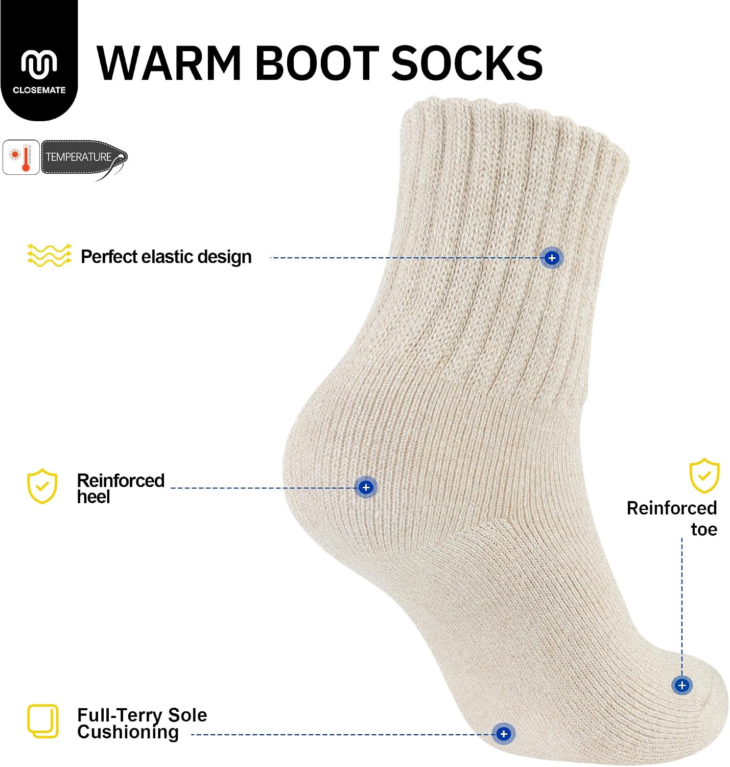 Detalle 2 de CLOSEMATE Womens Thermal Socks 3 Pairs