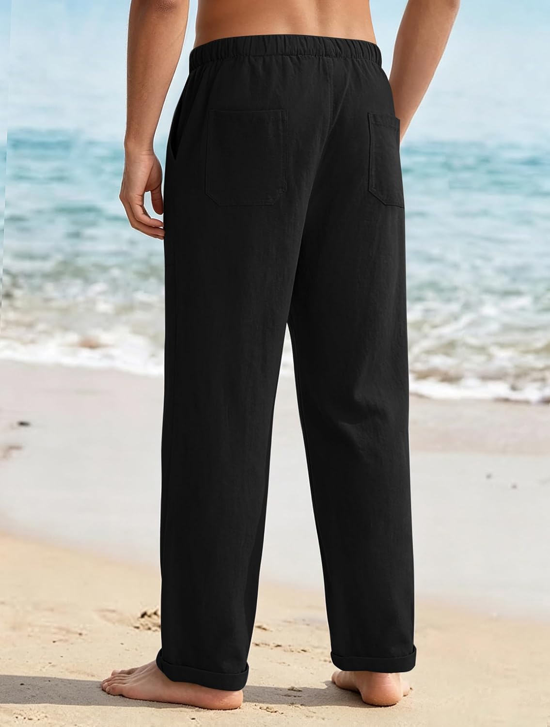 Thumbnail 4 de Puimentiua Leinenhose Herren – Lang, leicht, locker sitzende Sommerhose aus Baumwoll-Leinen-Mischung