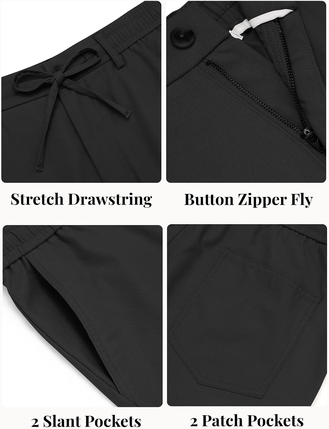 Detalle de COOFANDY Men’s Cotton Linen Pants: Lightweight Summer Drawstring Trousers