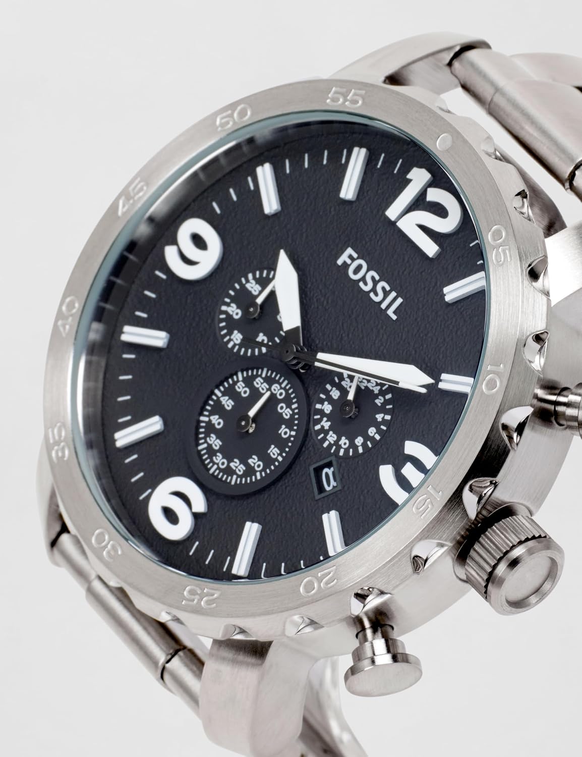 Detalle 2 de Fossil Nate Uhr für Herren – Quarzchronograph mit Edelstahl- oder Lederarmband
