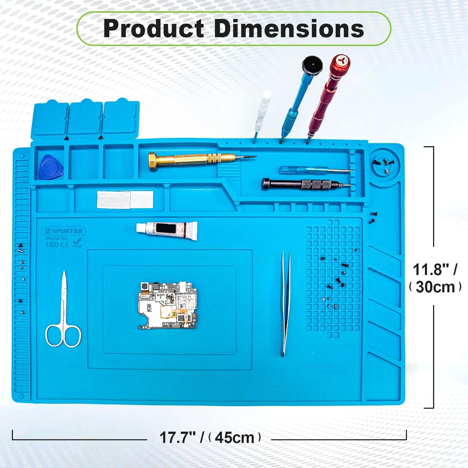 Thumbnail 5 de Spurtar Soldering Mat: 45x30 cm 500°C Heat-Resistant Silicone Work Pad for Electronics Repair