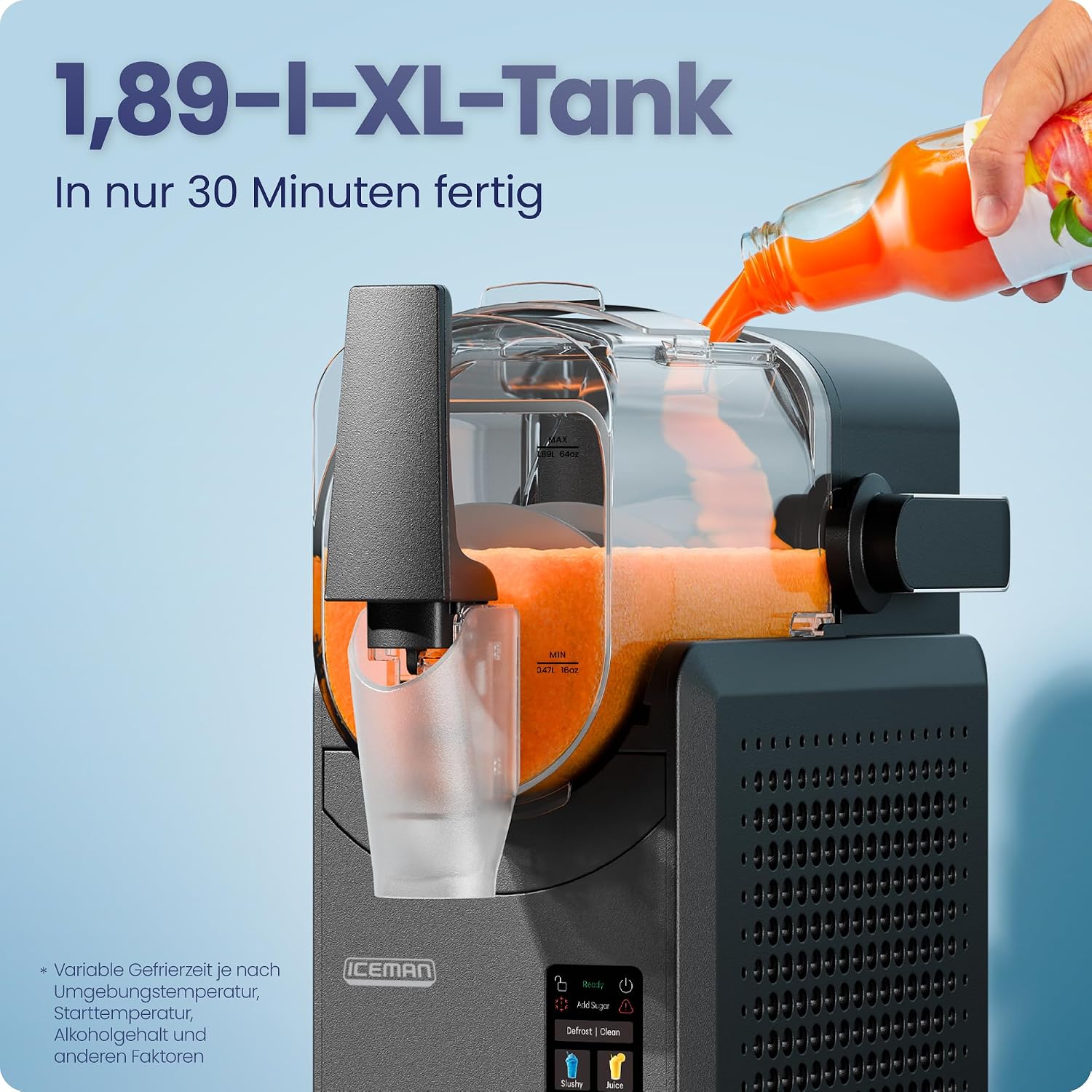 Detalle de Iceman 1,9L Slushie-Maschine – 5 Voreinstellungen, Touchscreen, kompakt und vielseitig