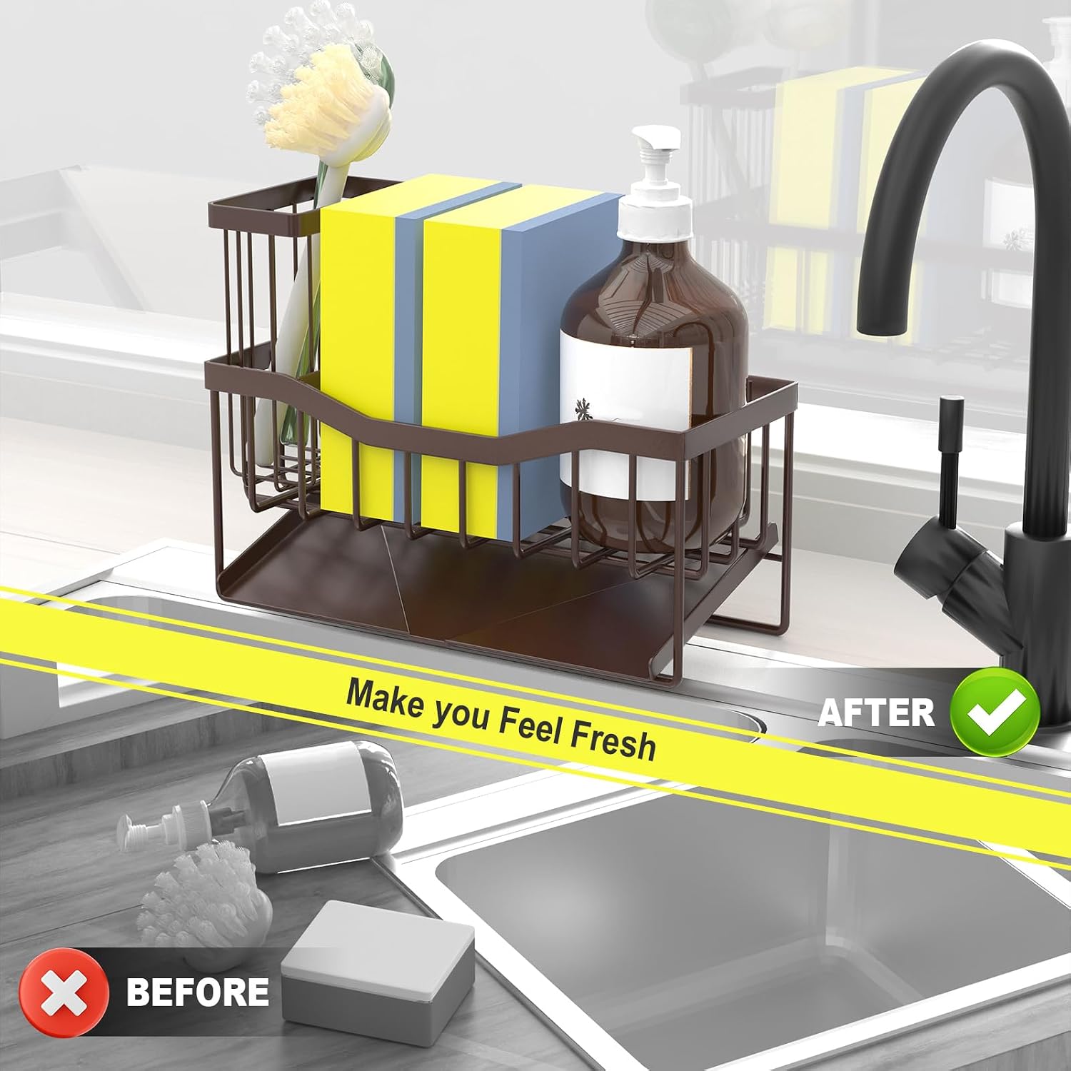 Thumbnail 5 de Fssvcd Maifan Sink Caddy Sponge Holder for Kitchen 🧽