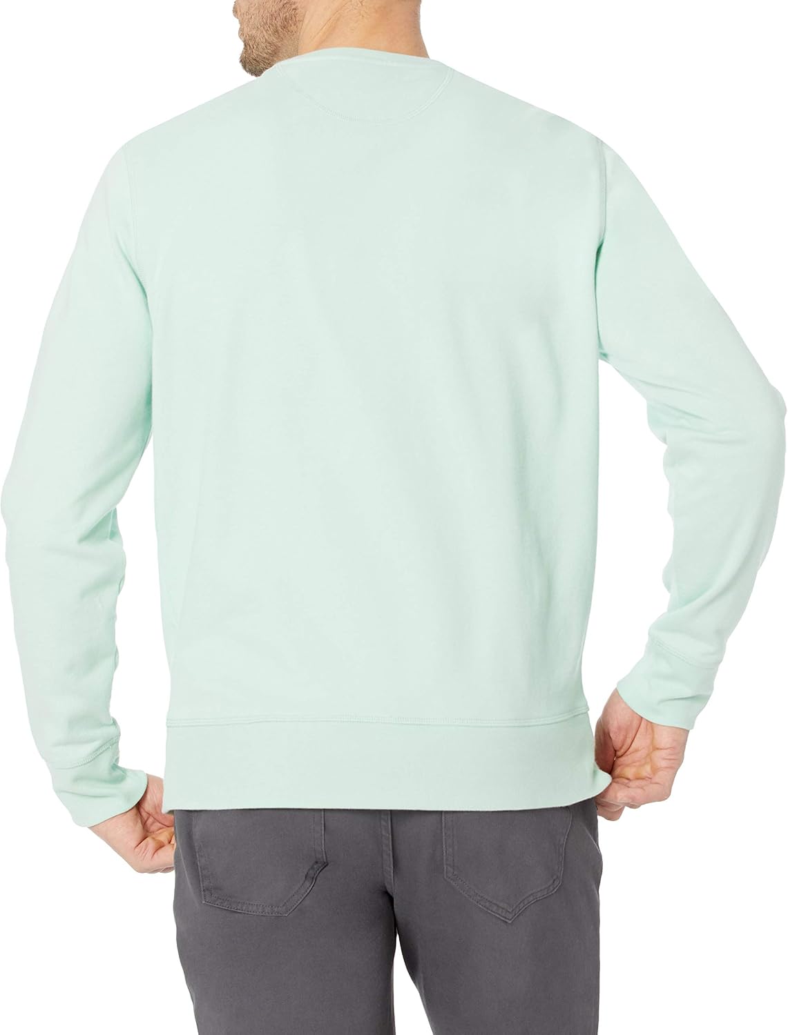 Detalle de Amazon Essentials Herren Leichtes Langarm-Sweatshirt aus Frottee, Rundhalsausschnitt