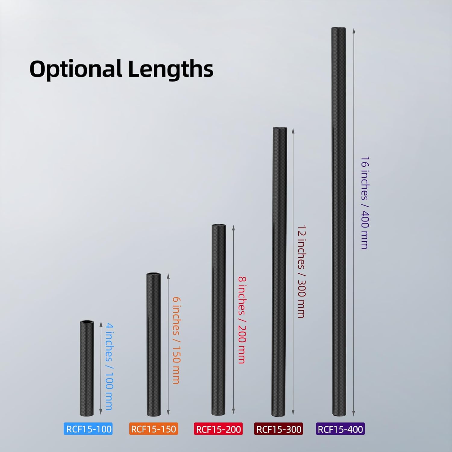 Thumbnail 6 de Nitze 15mm Kohlefaser-Stangen, 20 cm Länge (2er-Set) – 15 mm Durchmesser, M11 Innengewinde