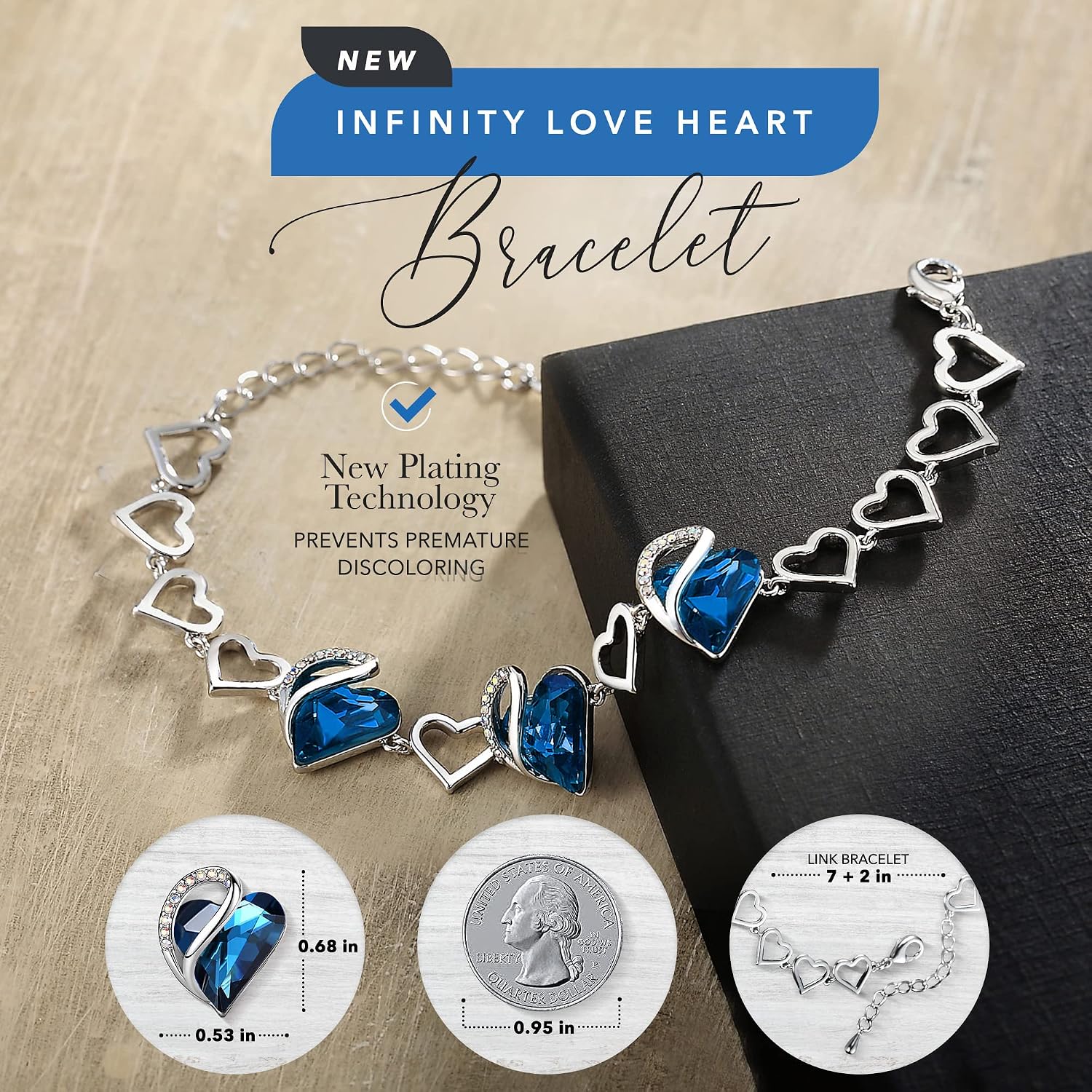 Thumbnail 1 de Leafael Heart Bracelet, 7-Inch Chain