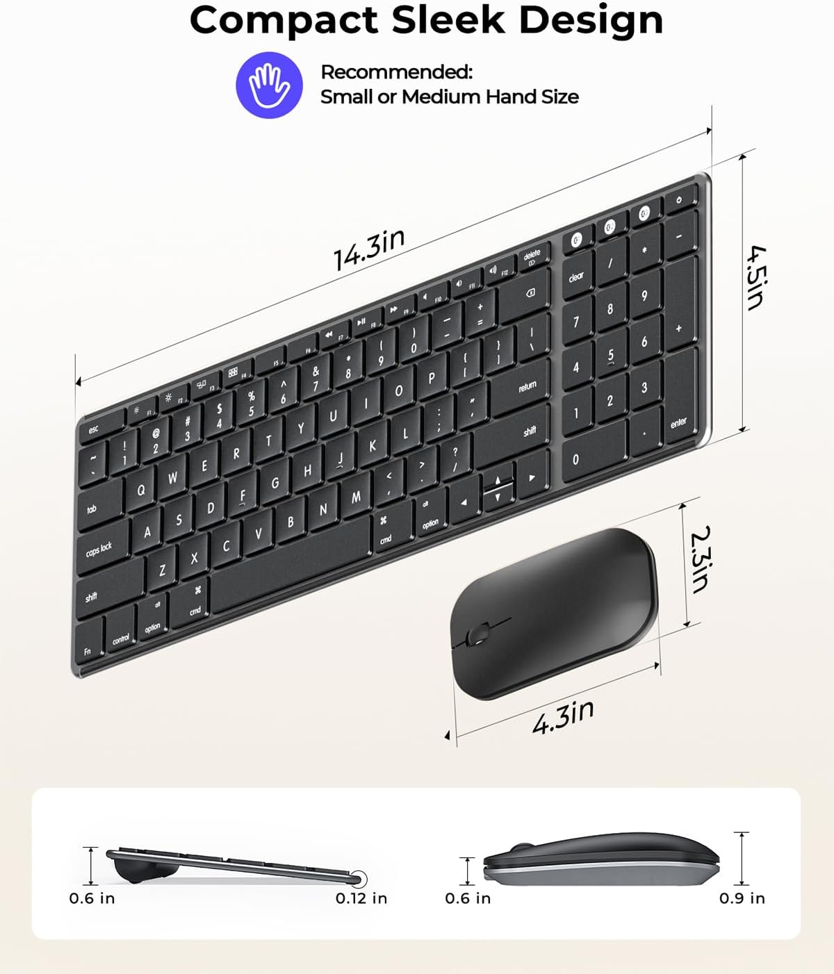 Detalle de Seenda SKM64-2 Bluetooth Keyboard and Mouse Combo for Mac
