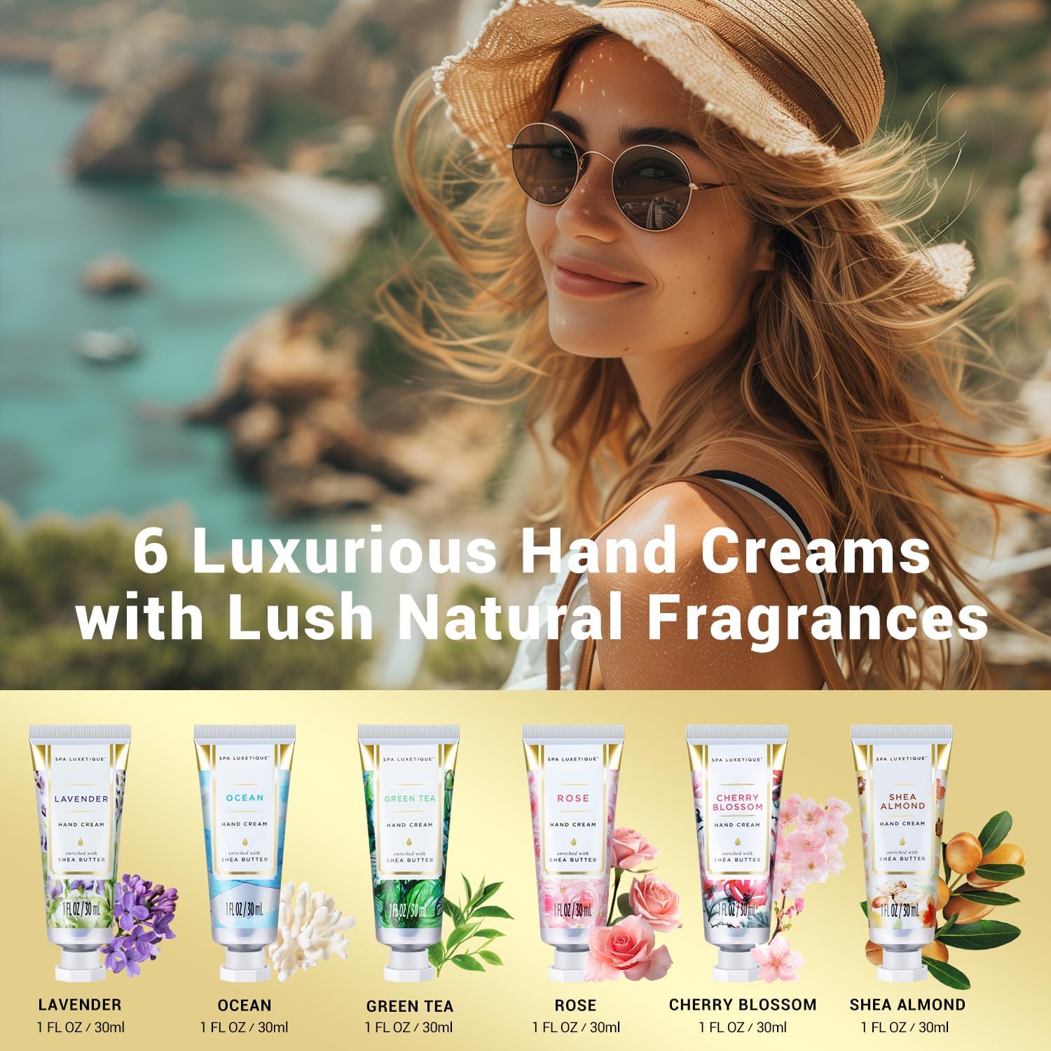 Detalle 2 de Spa Luxetique 6-Piece Hand Cream Set, Travel Size with Aloe and Vitamin E