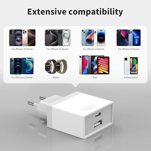 Detalle 2 de Wufuera 2Pcs Caricatore USB C 20W: Alimentatore da muro con doppia porta USB-A+C