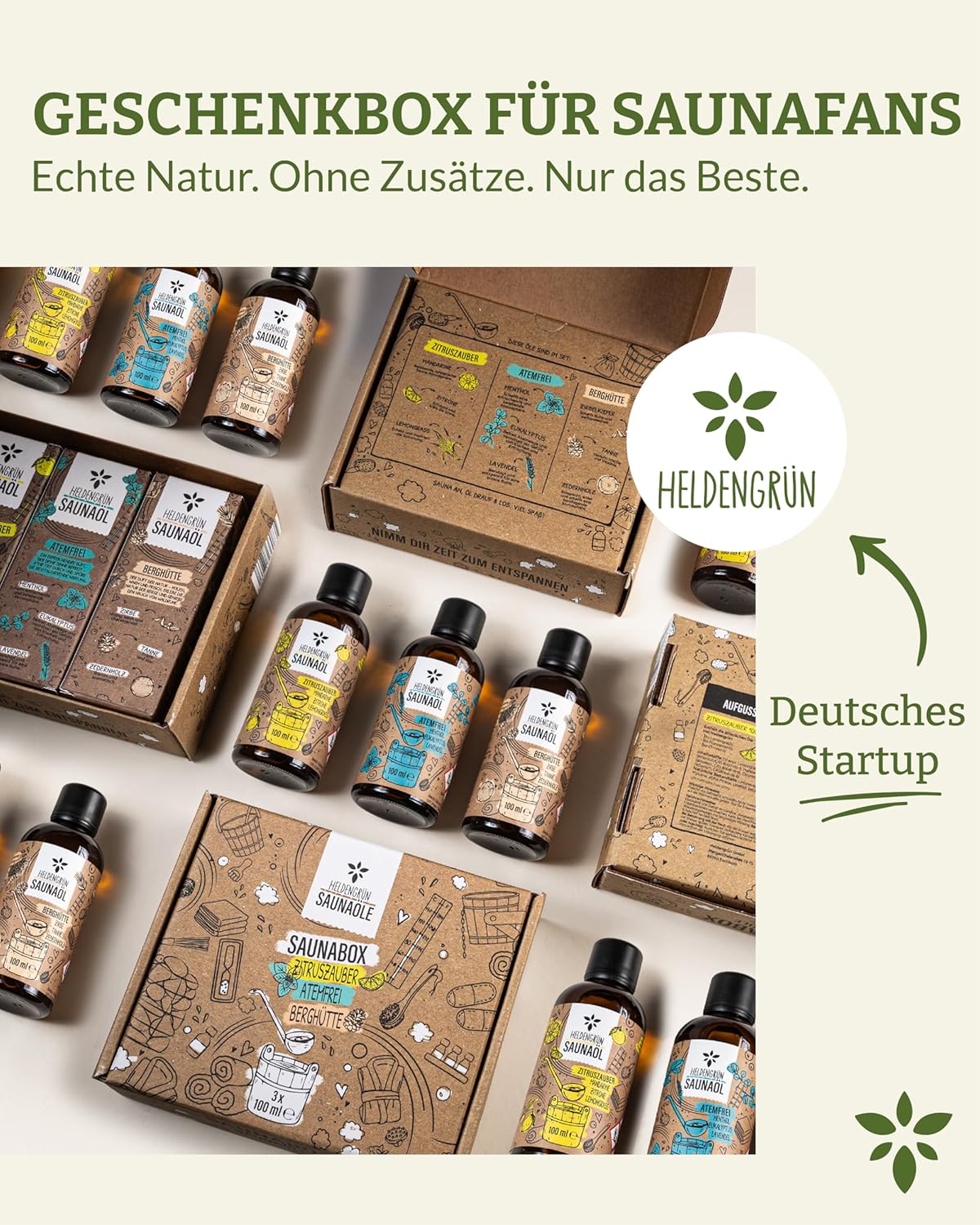 Thumbnail 5 de Heldengrün® BIO Saunaaufguss Set – 3er Duftmix mit ätherischen Bio-Ölen für bis zu 60 Anwendungen
