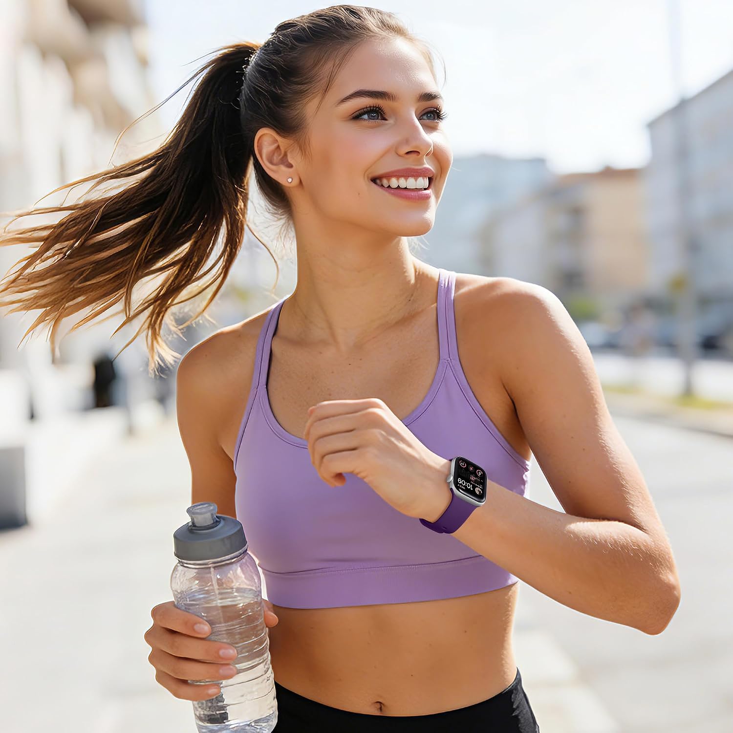 Detalle de DaQin Soft Silicone Band for Apple Watch — 44–49mm, Purple