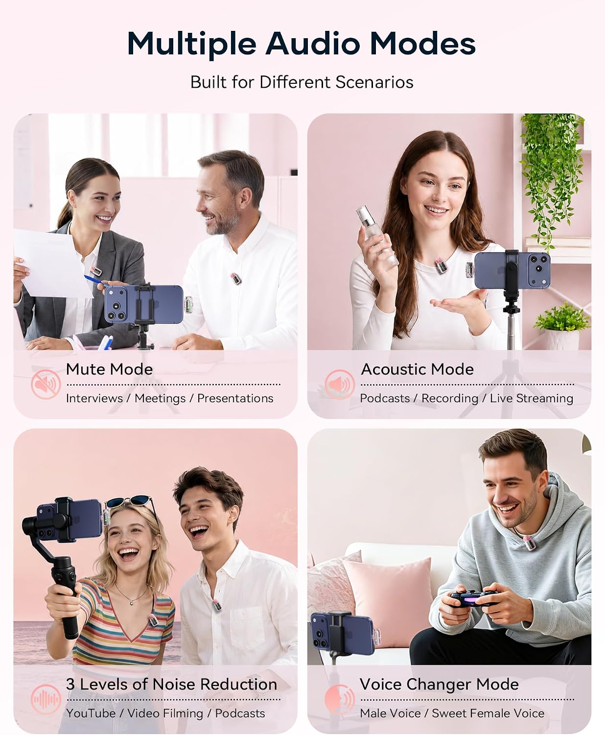 Detalle 2 de Wireless Mini Lavalier Microphones, Pink